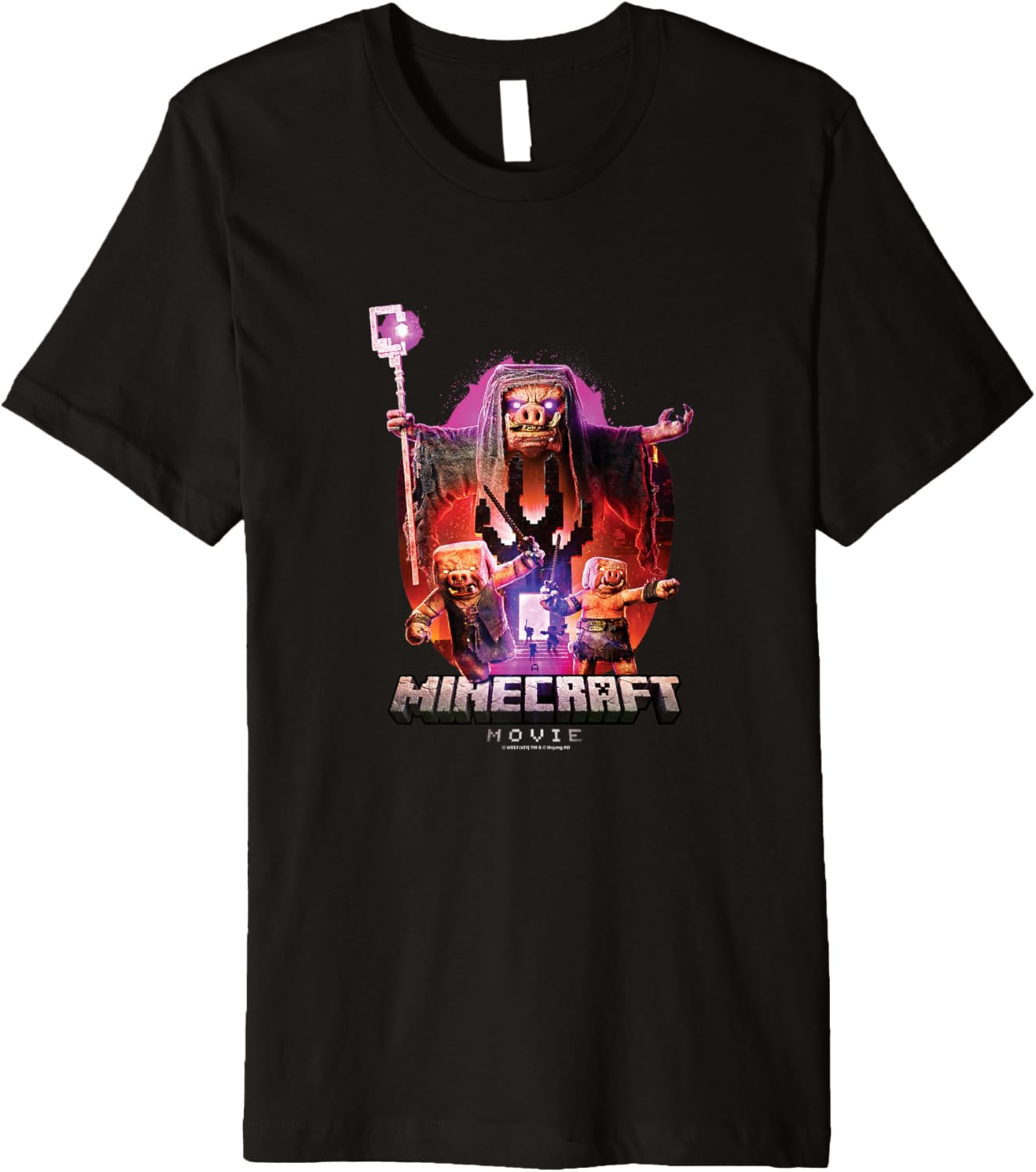 A Minecraft Movie Piglins Coming Out From A Nether Portal Premium
