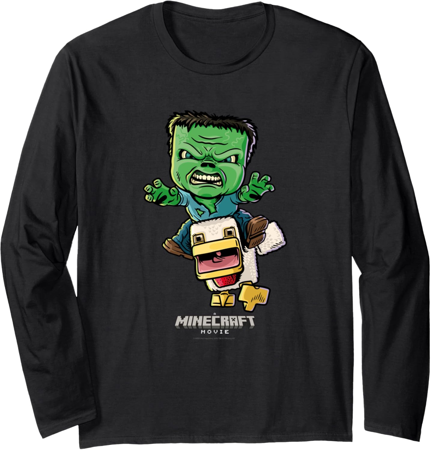 A Minecraft Movie Chicken Jockey Baby Zombie Animated Long Sleeve