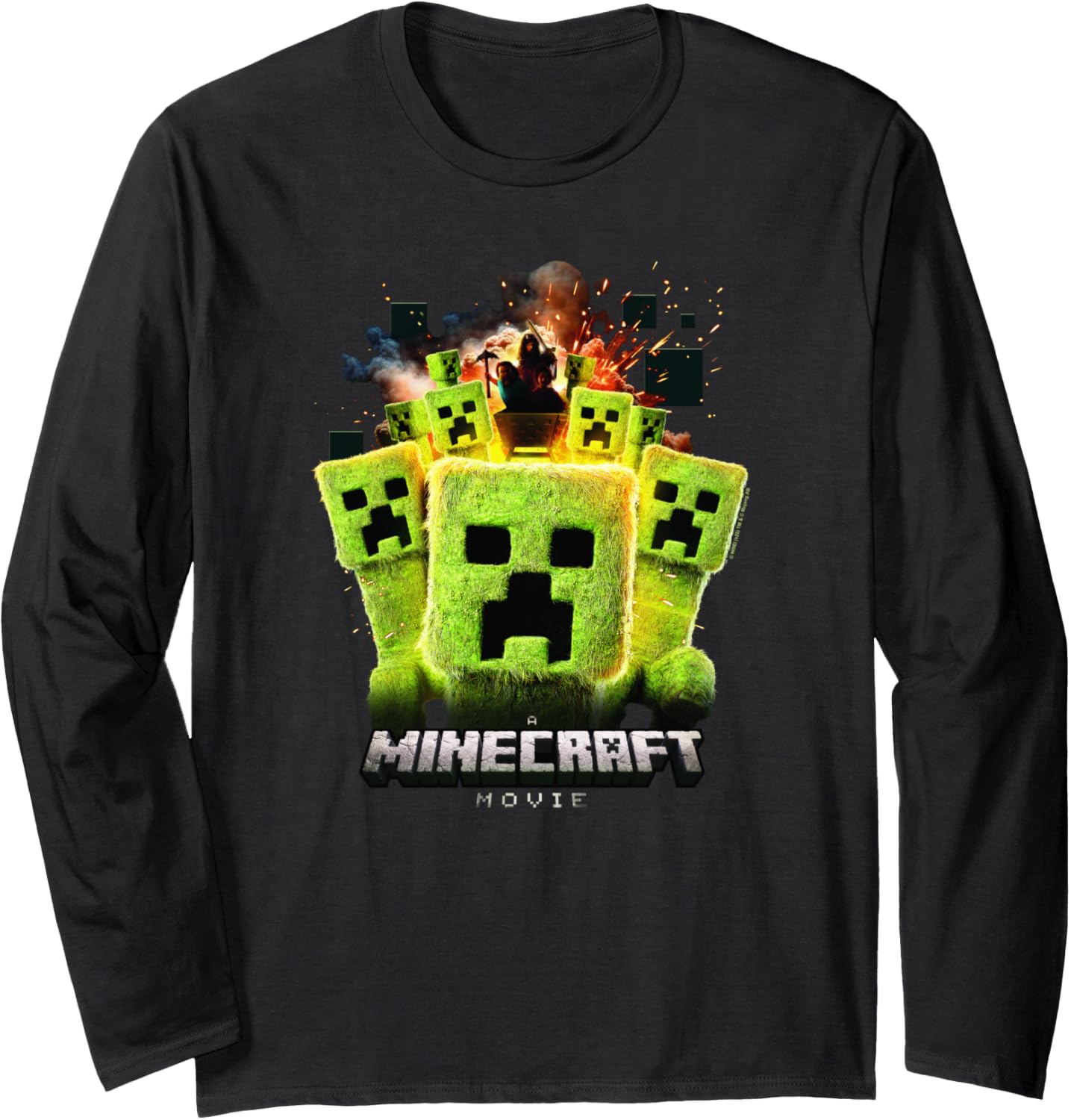 A Minecraft Movie Group Of Creepers Surrounding The Gang Long Sleeve