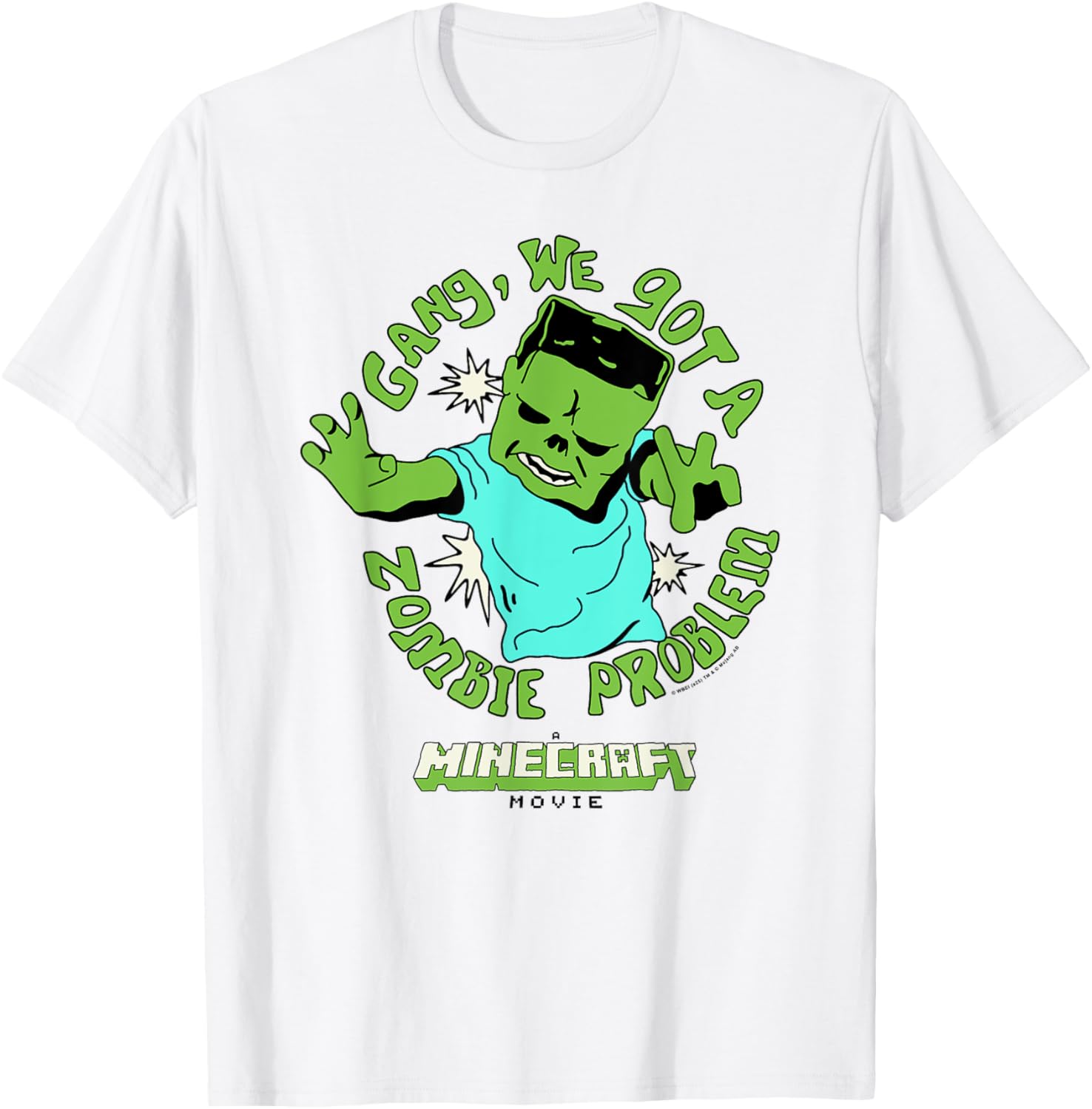 A Minecraft Movie Gang We Got A Zombie Problem Cartoon Style