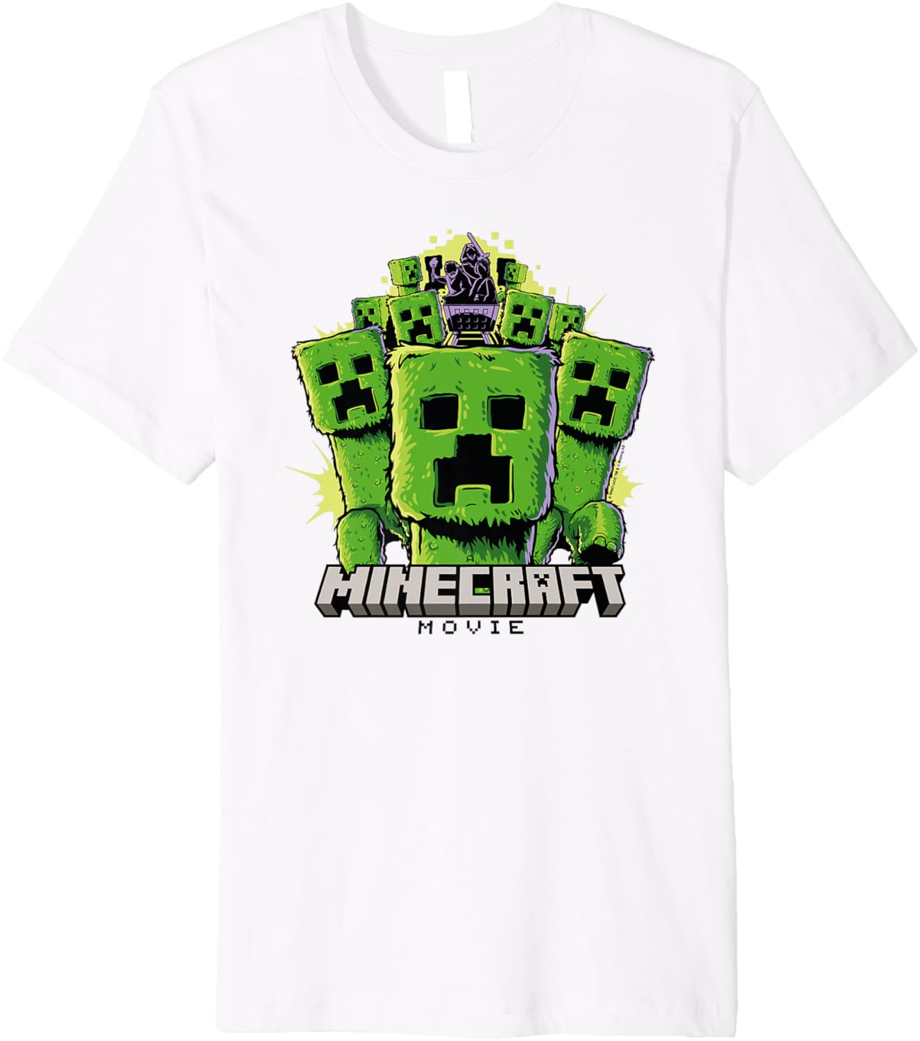 A Minecraft Movie Group Of Creepers Surrounding The Heroes Premium