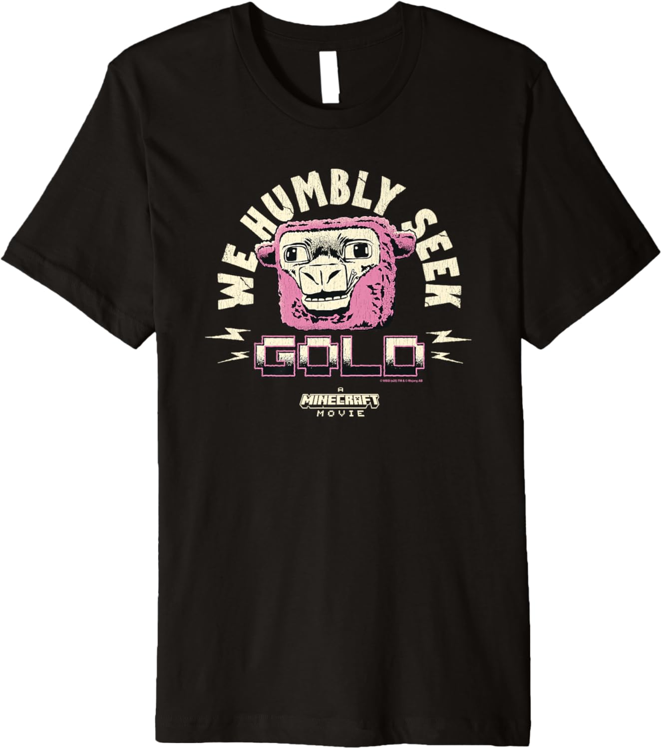 A Minecraft Movie We Humbly Seek Gold Funny Pink Sheep Premium