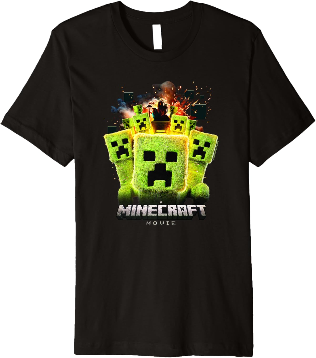 A Minecraft Movie Group Of Creepers Surrounding The Gang Premium