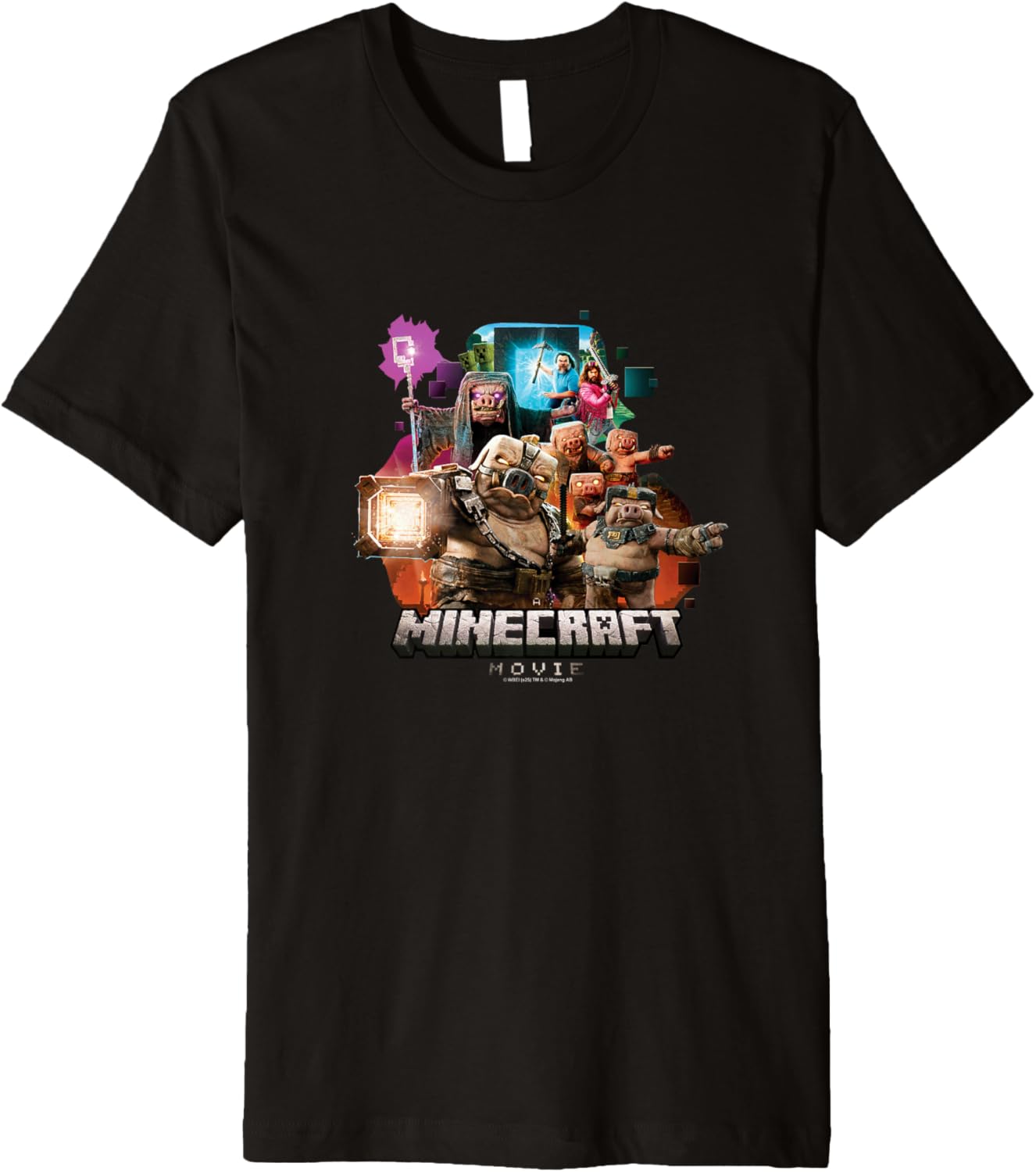 A Minecraft Movie Piglins VS Heroes Group Shot Poster Premium