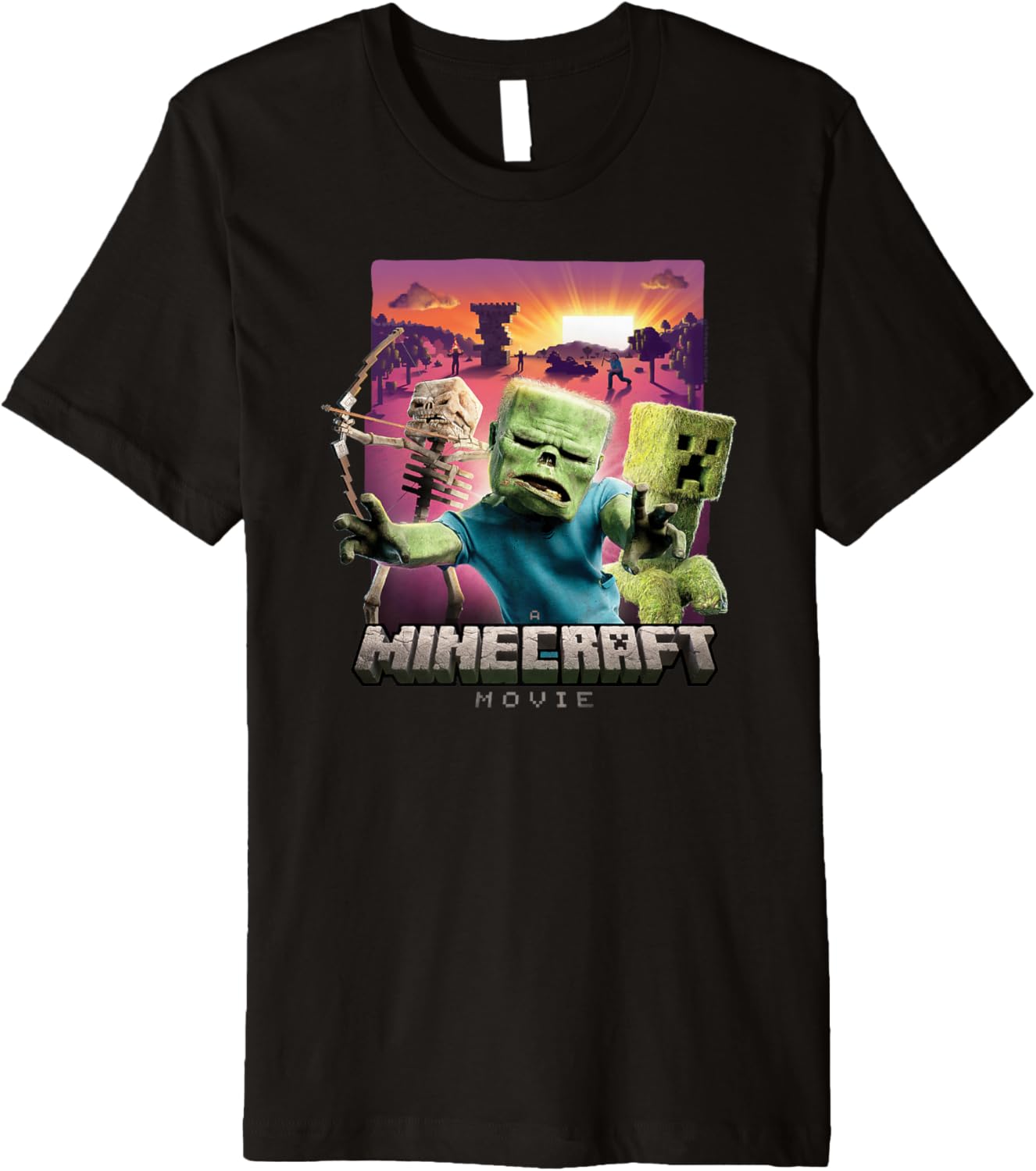 A Minecraft Movie Skeleton Zombie & Creeper Group Portrait Premium