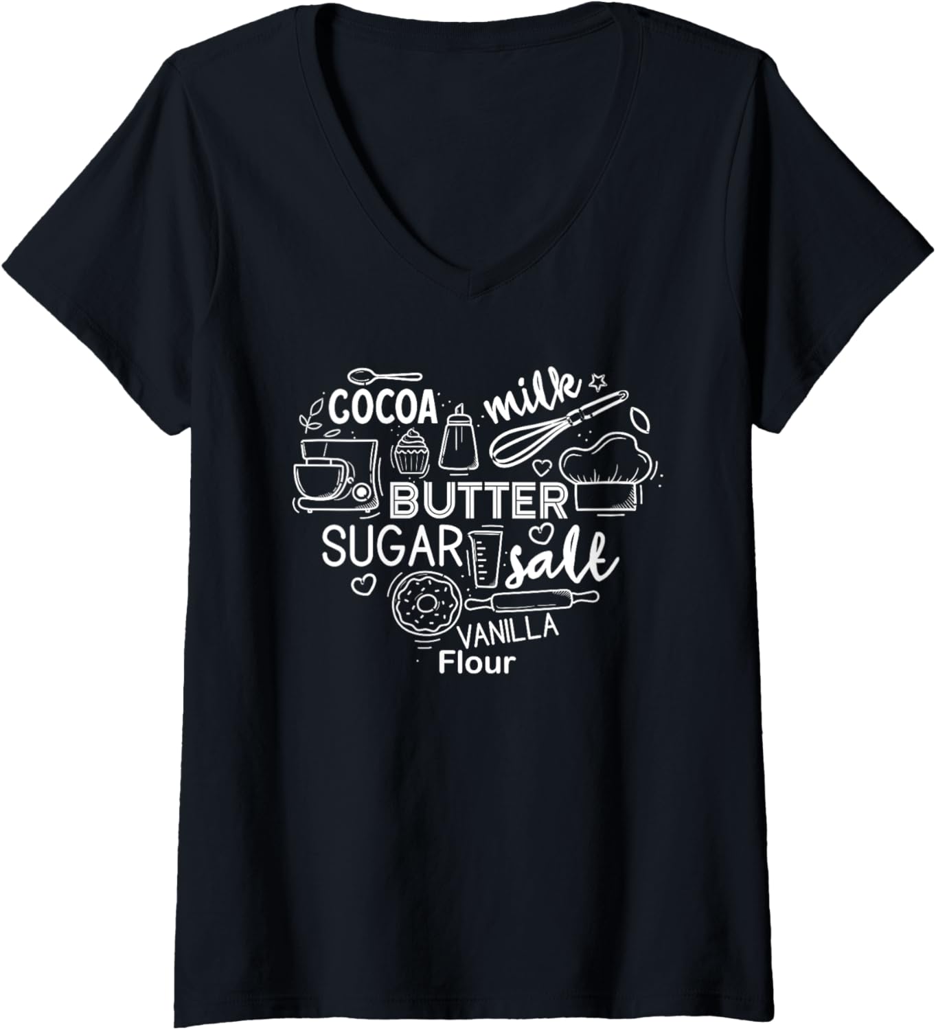 Baking Lover Heart Pastry Chef Baker Cook Cupcake Bakery V Neck