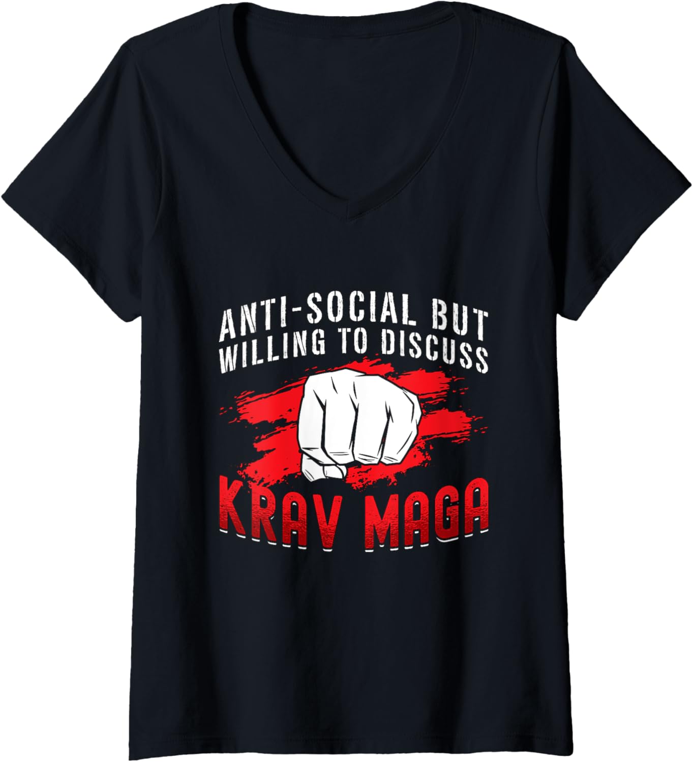 Anti Social But Willing To Defense Military Combat Krav Maga V Neck