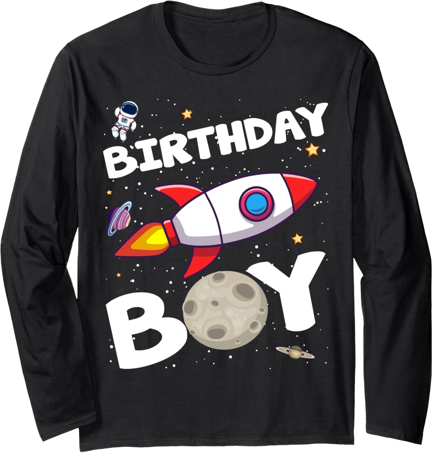 Birthday Boy Astronaut Space Theme Birthday Party Matching Long Sleeve