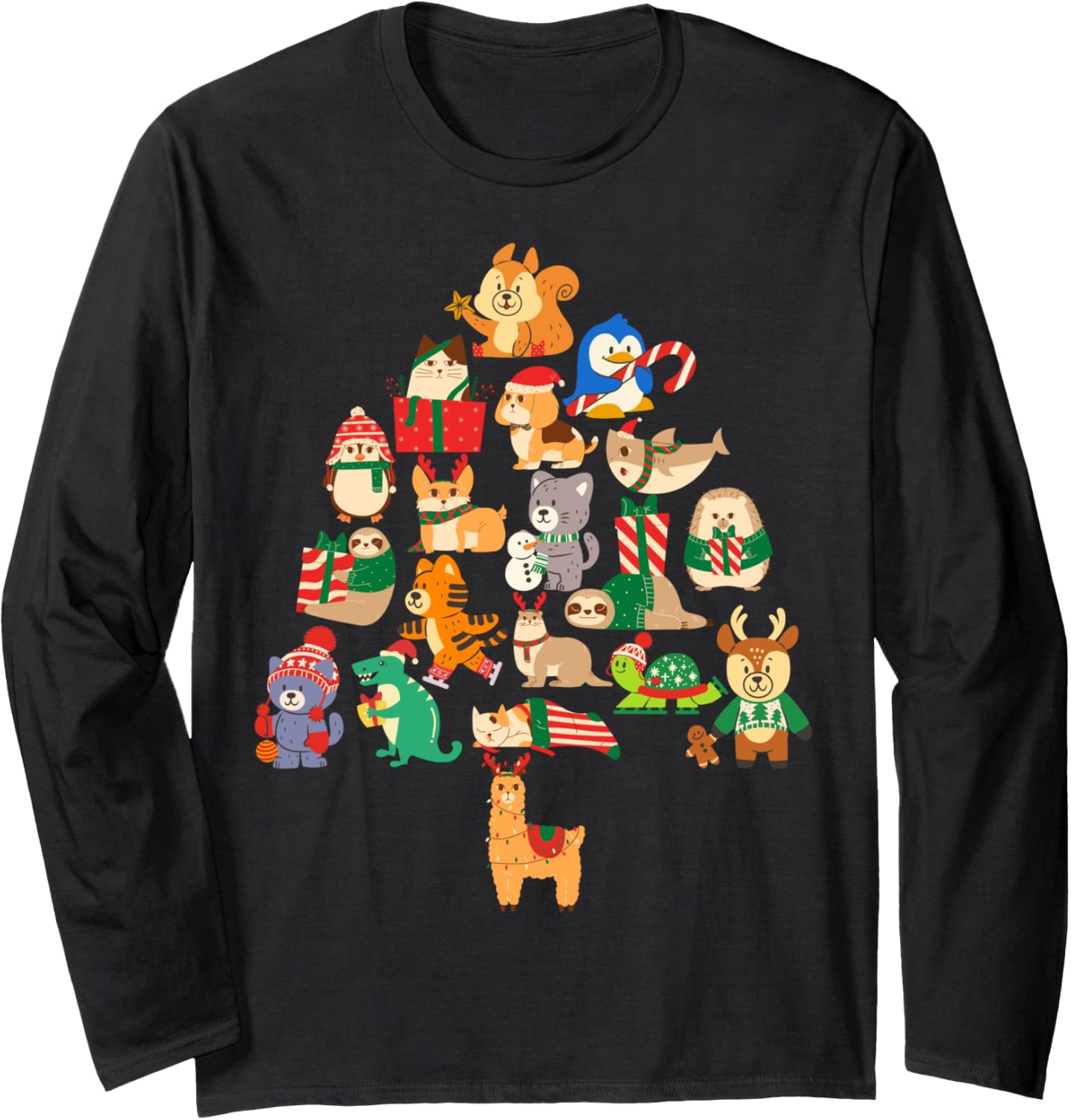 Adorable Cute Animal Holiday Christmas Tree (Gift Ideas) Long Sleeve