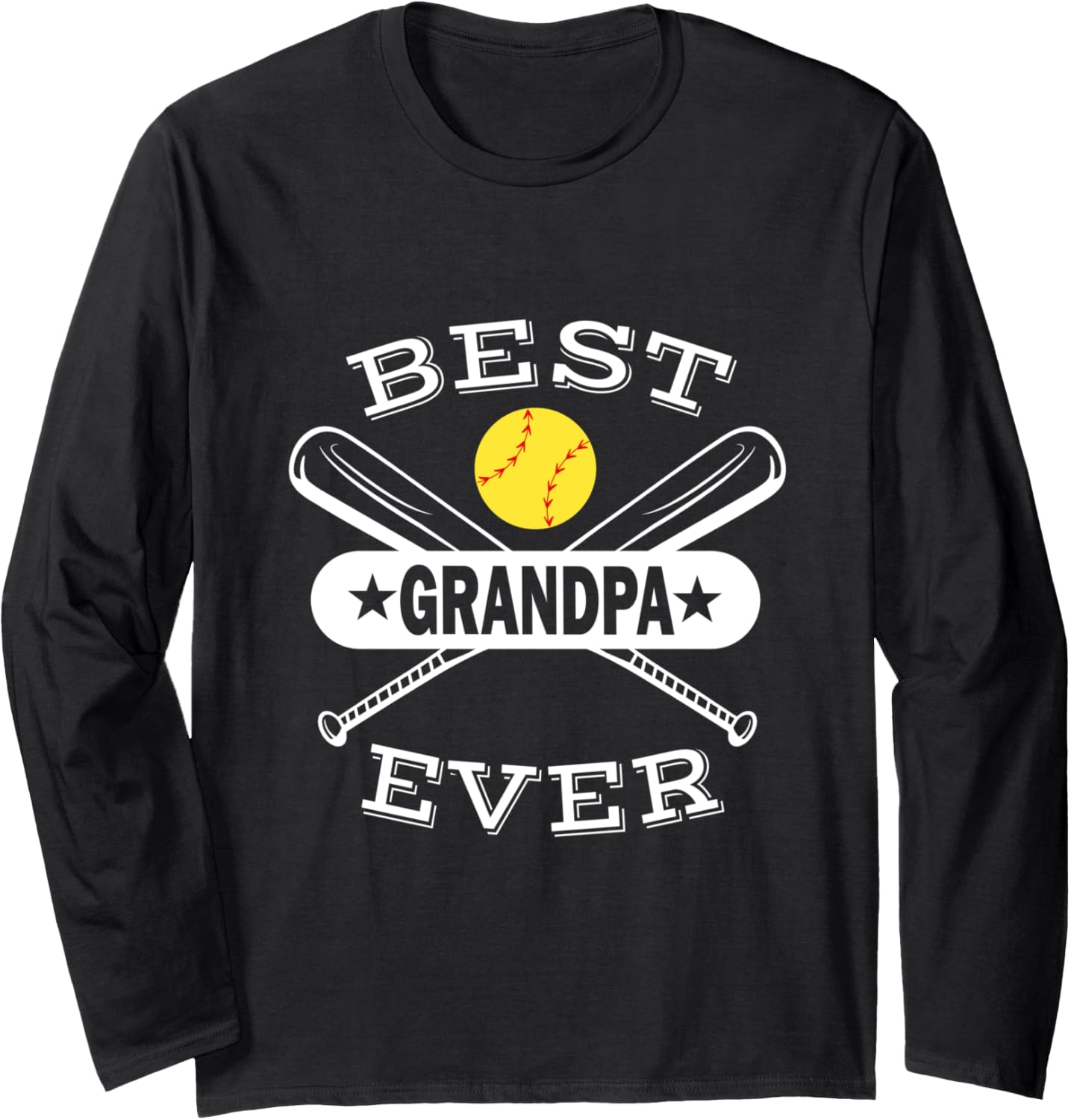 Best Softball Grandpa Granddaughter Ball Player Grandfather Long Sleeve