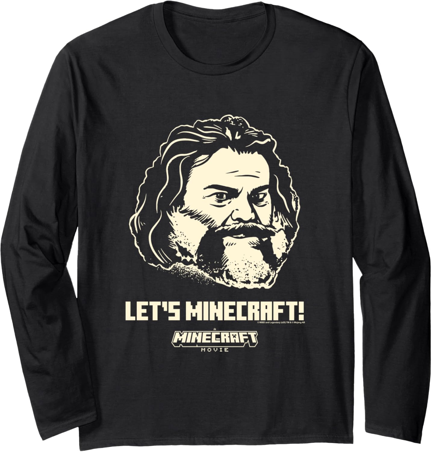 A Minecraft Movie Let's Minecraft! Steve Face Outline Long Sleeve