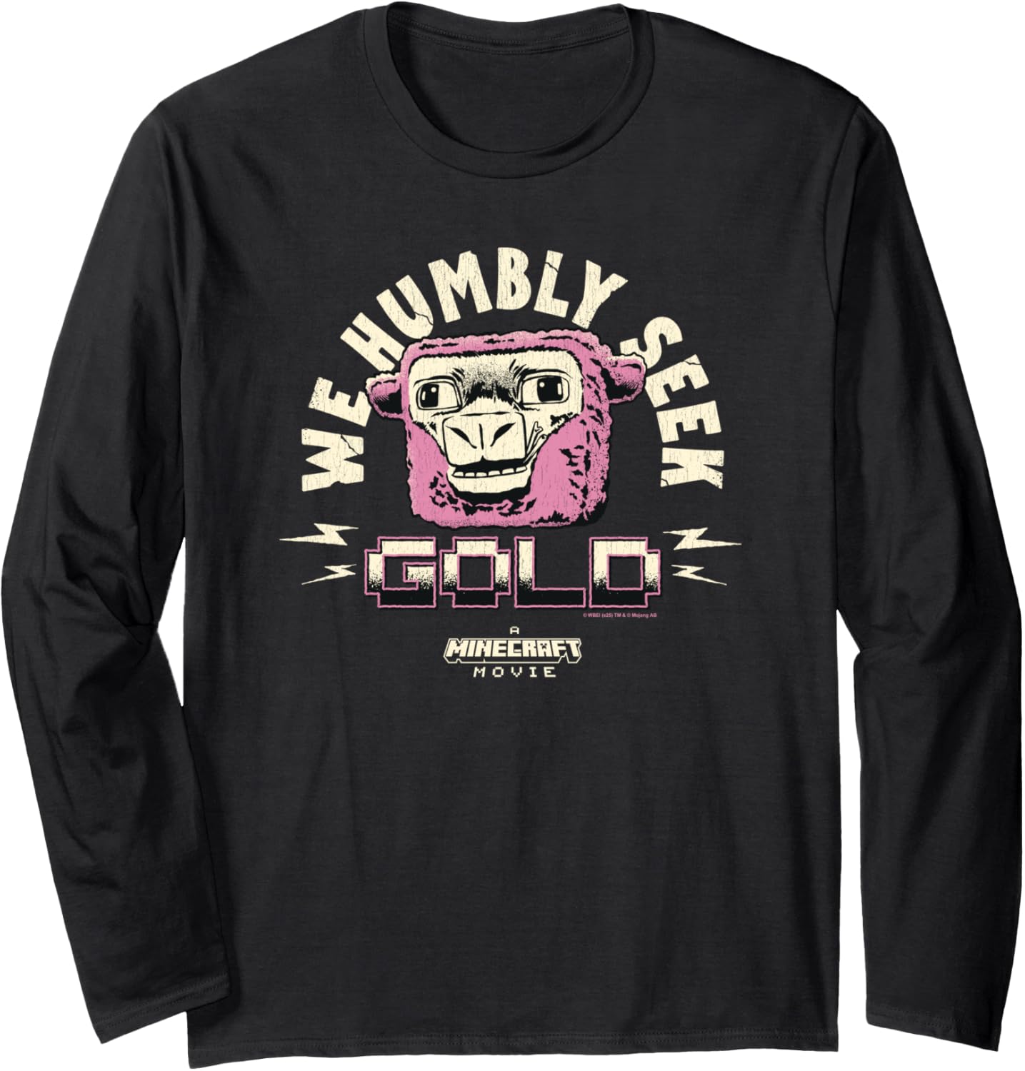 A Minecraft Movie We Humbly Seek Gold Funny Pink Sheep Long Sleeve