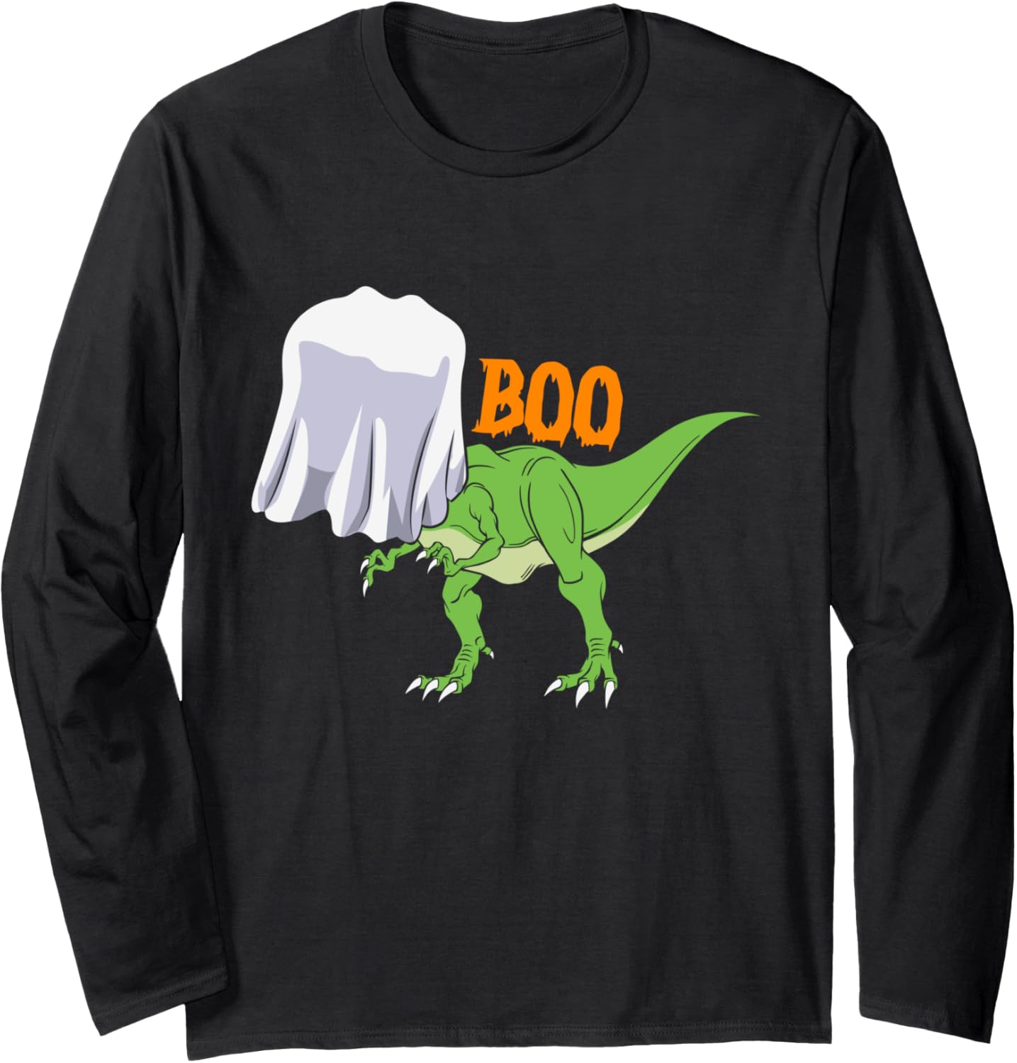 Boo Tyrannosaurus Rex Dinosaur Kids Boys Girls Halloween Long Sleeve