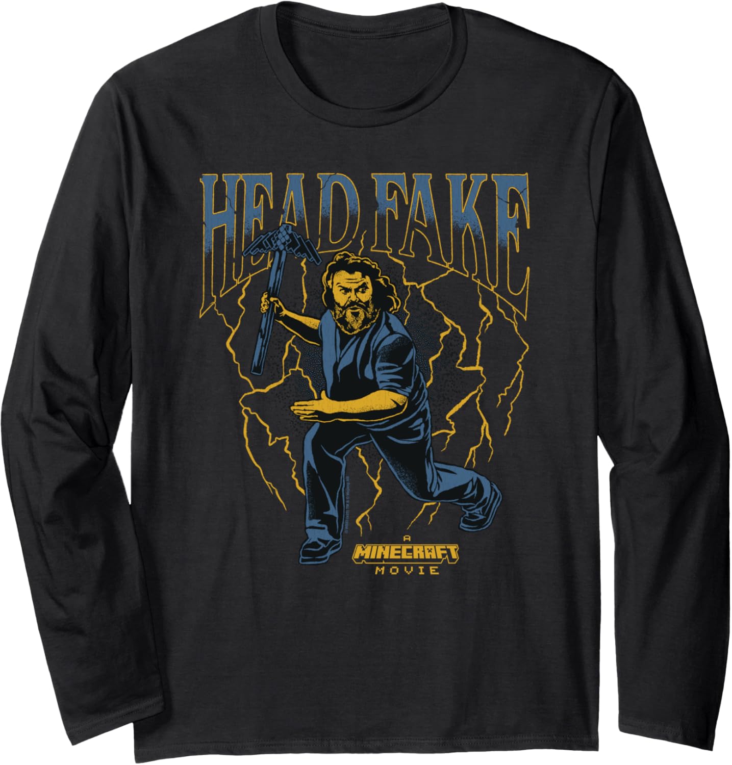 A Minecraft Movie Head Fake Steve Thunder And Metal Portrait Long Sleeve