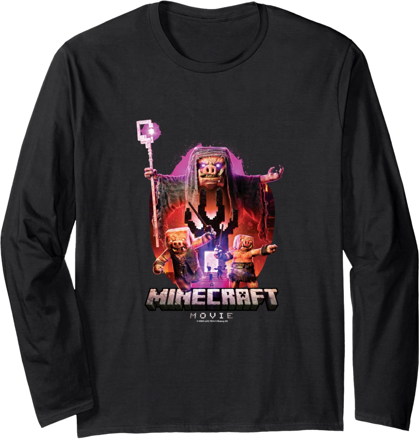 A Minecraft Movie Piglins Coming Out From A Nether Portal Long Sleeve