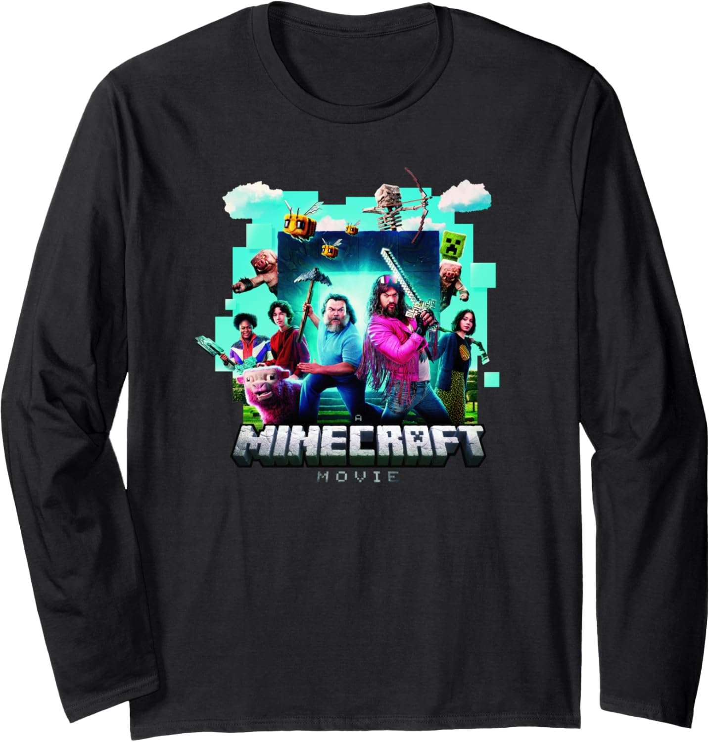 A Minecraft Movie Adventure Gang Main Characters Group Shot Long Sleeve