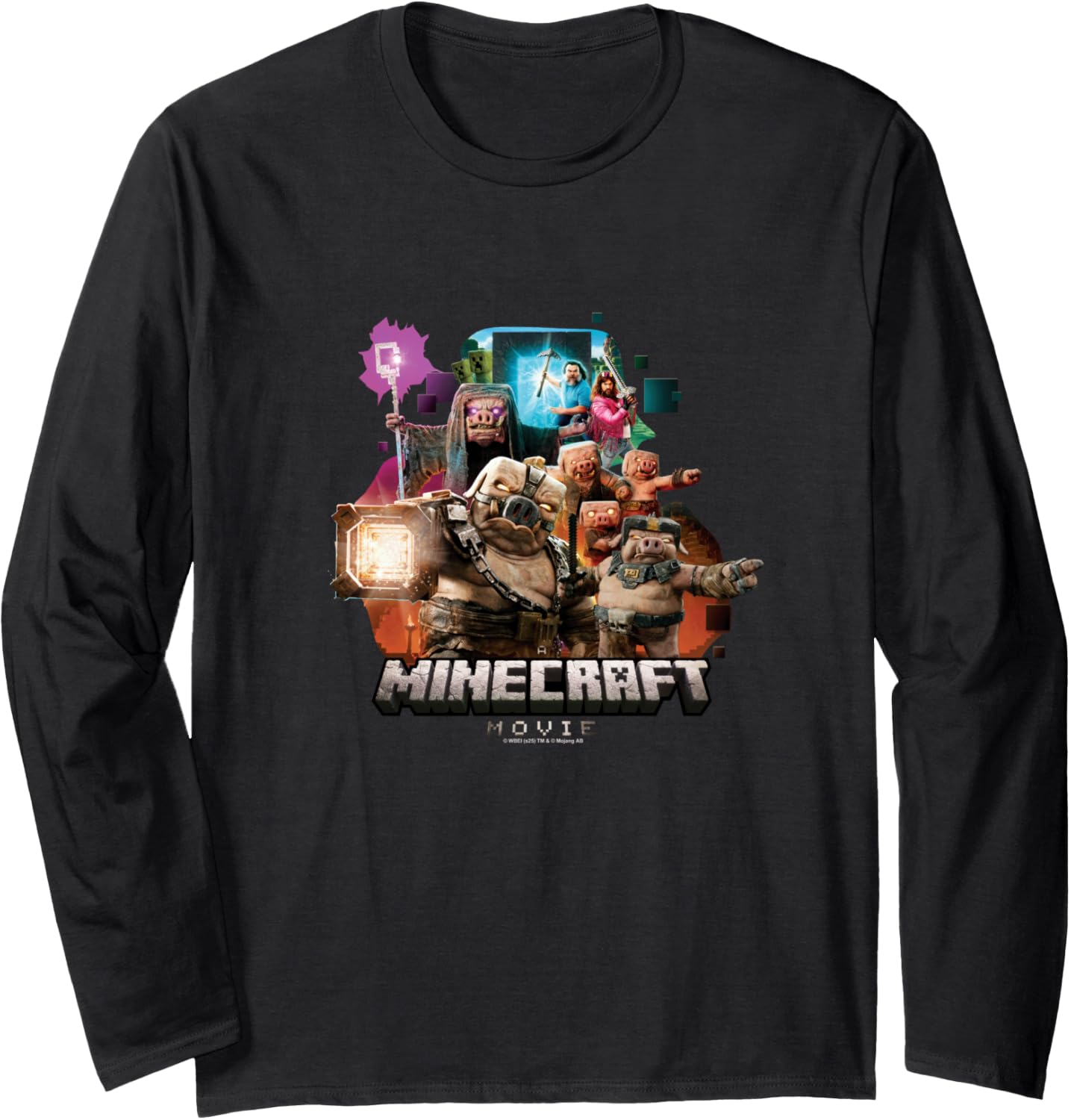 A Minecraft Movie Piglins VS Heroes Group Shot Poster Long Sleeve