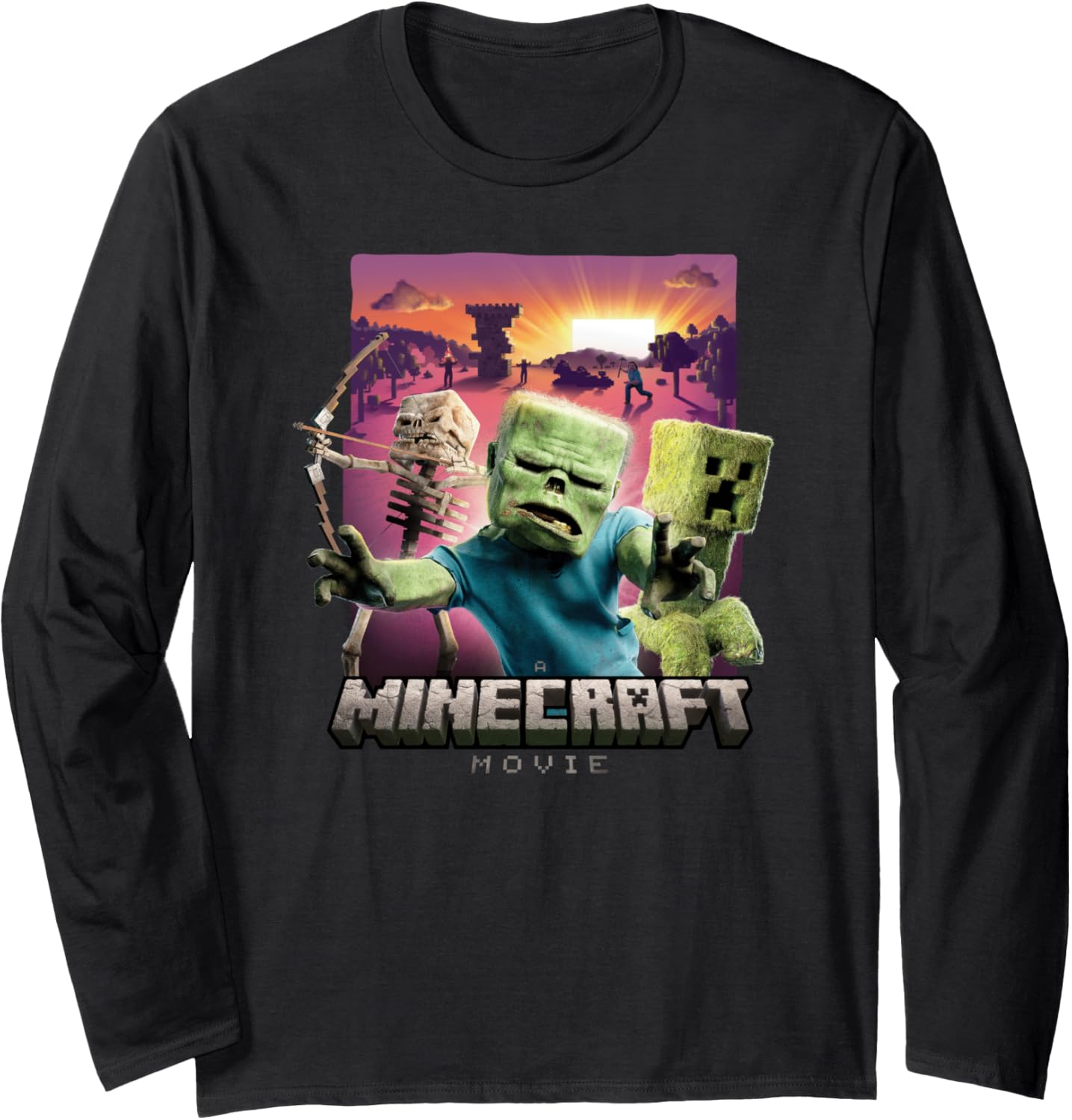 A Minecraft Movie Skeleton Zombie & Creeper Group Portrait Long Sleeve