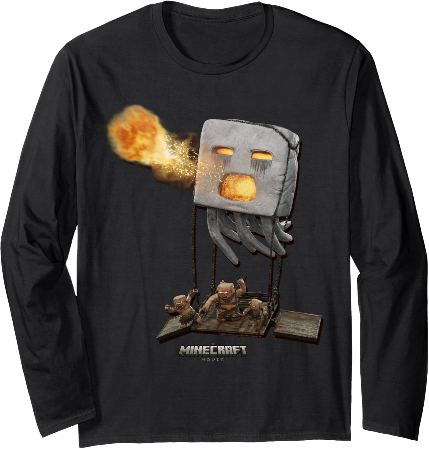 A Minecraft Movie Piglins & Ghast Attacking Long Sleeve