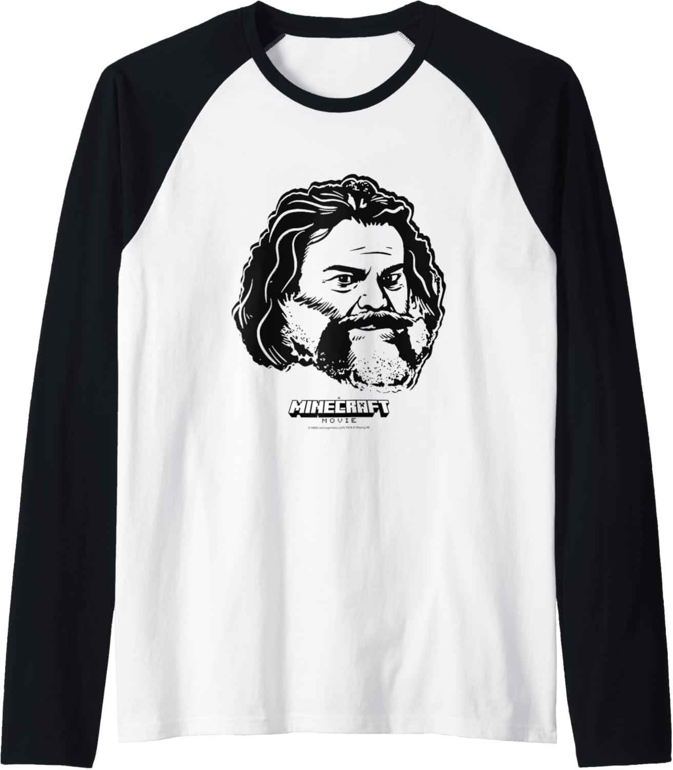 A Minecraft Movie Steve Big Face Face Outline Logo Raglan Baseball Tee