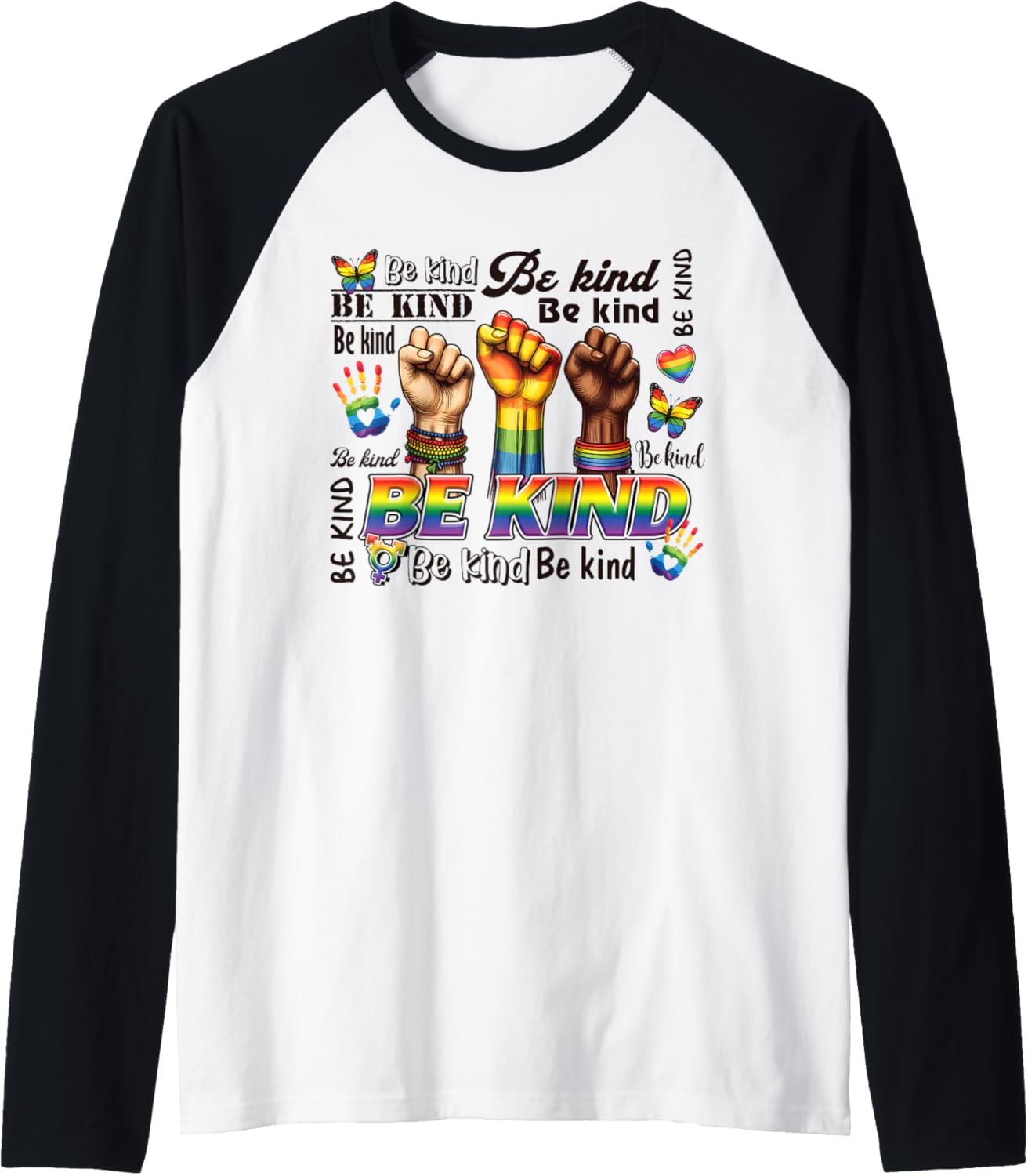 Be Kind LGBTQ   Diversity Equality Inclusion Social Justice Raglan Baseball Tee