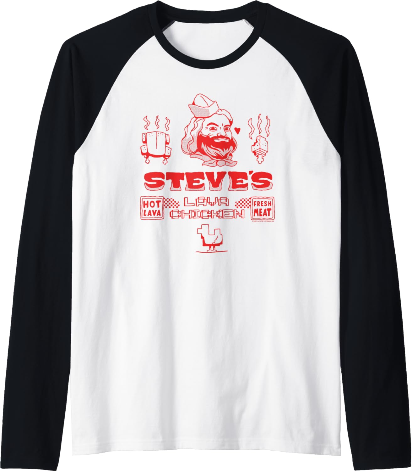 A Minecraft Movie Steve's Lava Chicken Restaurant Logo Raglan Baseball Tee