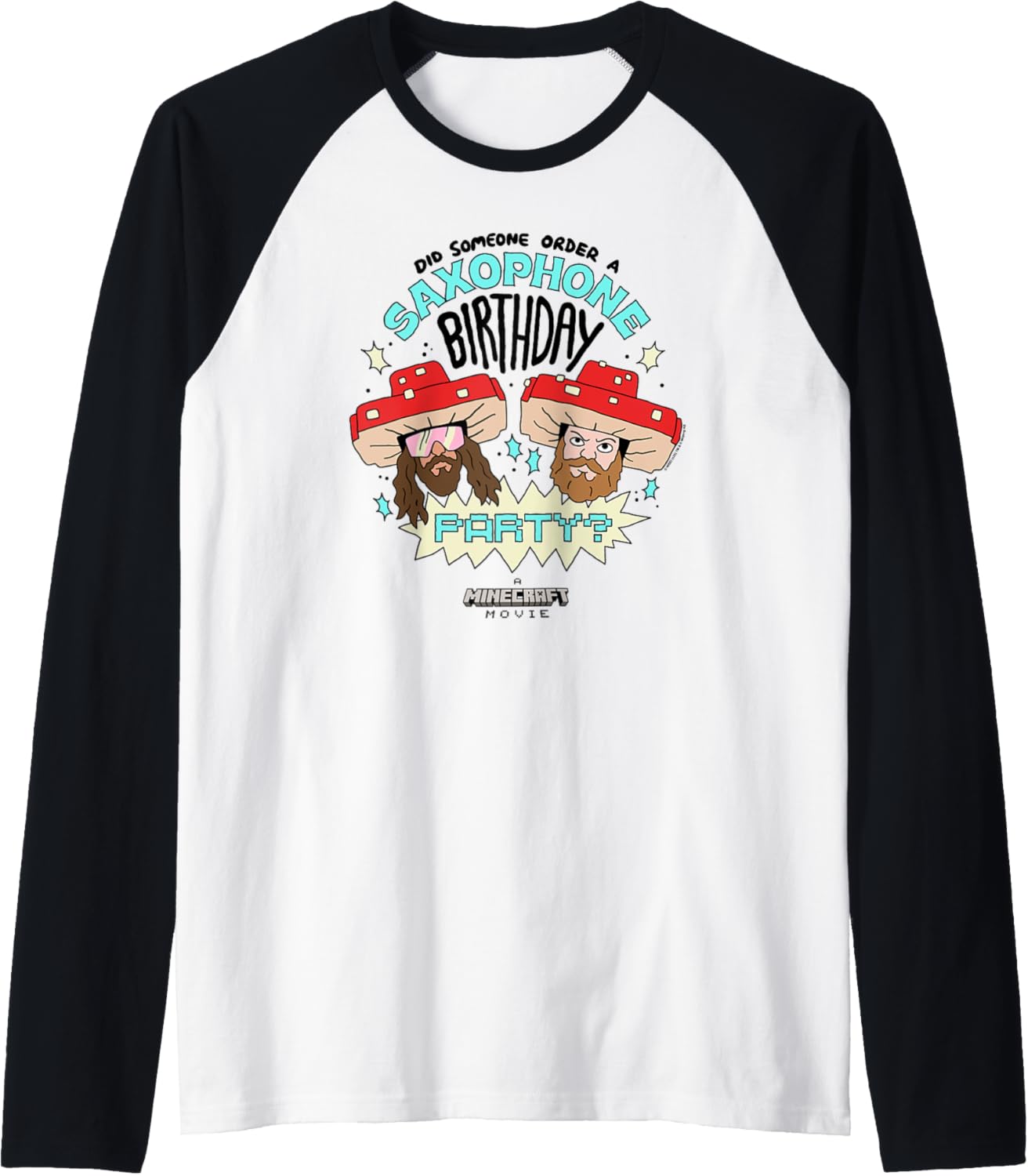 A Minecraft Movie Someone Order A Saxophone Birthday Party? Raglan Baseball Tee