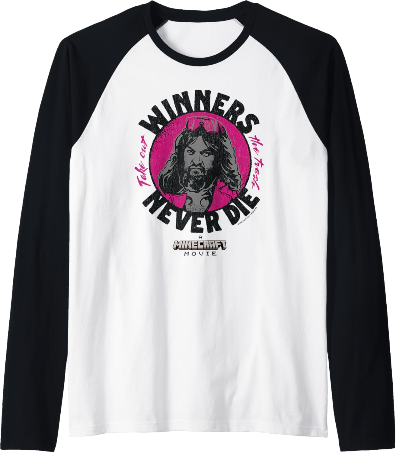 A Minecraft Movie Take Out The Trash \/ Winners Never Die Raglan Baseball Tee