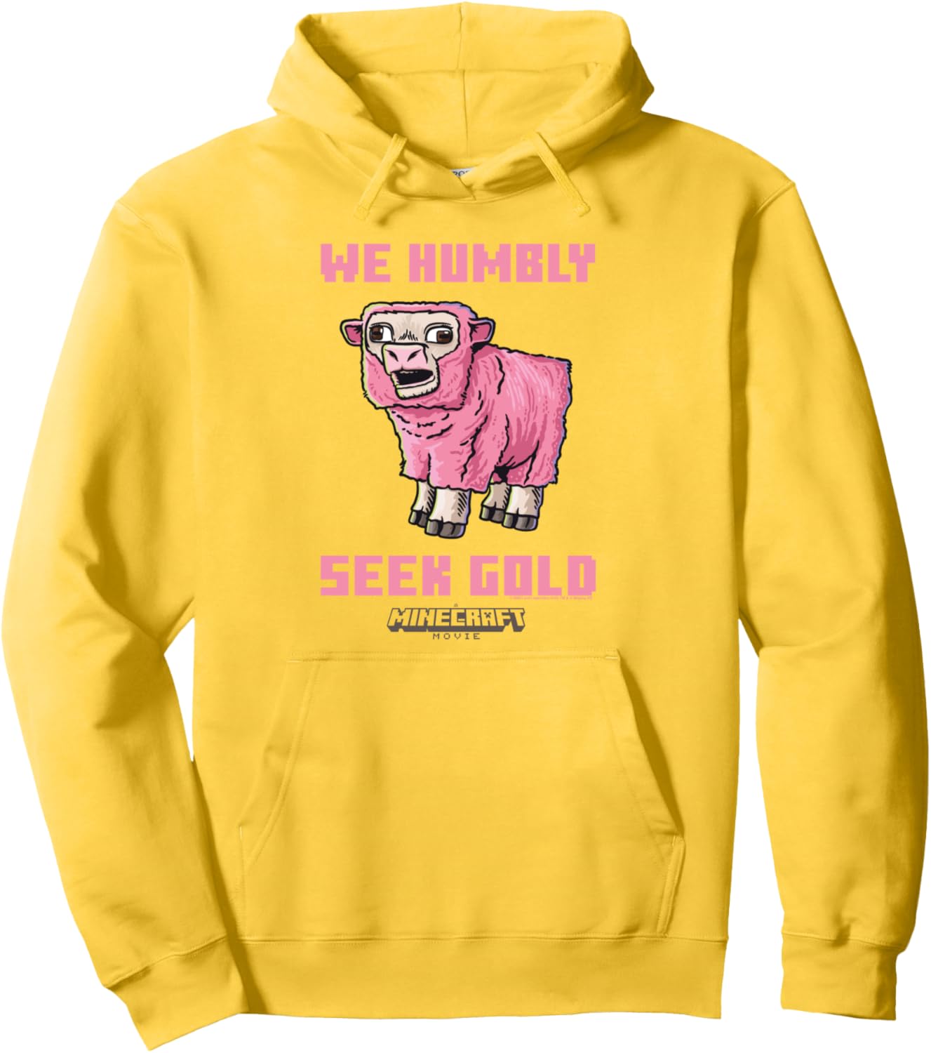 A Minecraft Movie We Humbly Seek Gold Pink Sheep Pullover Hoodie