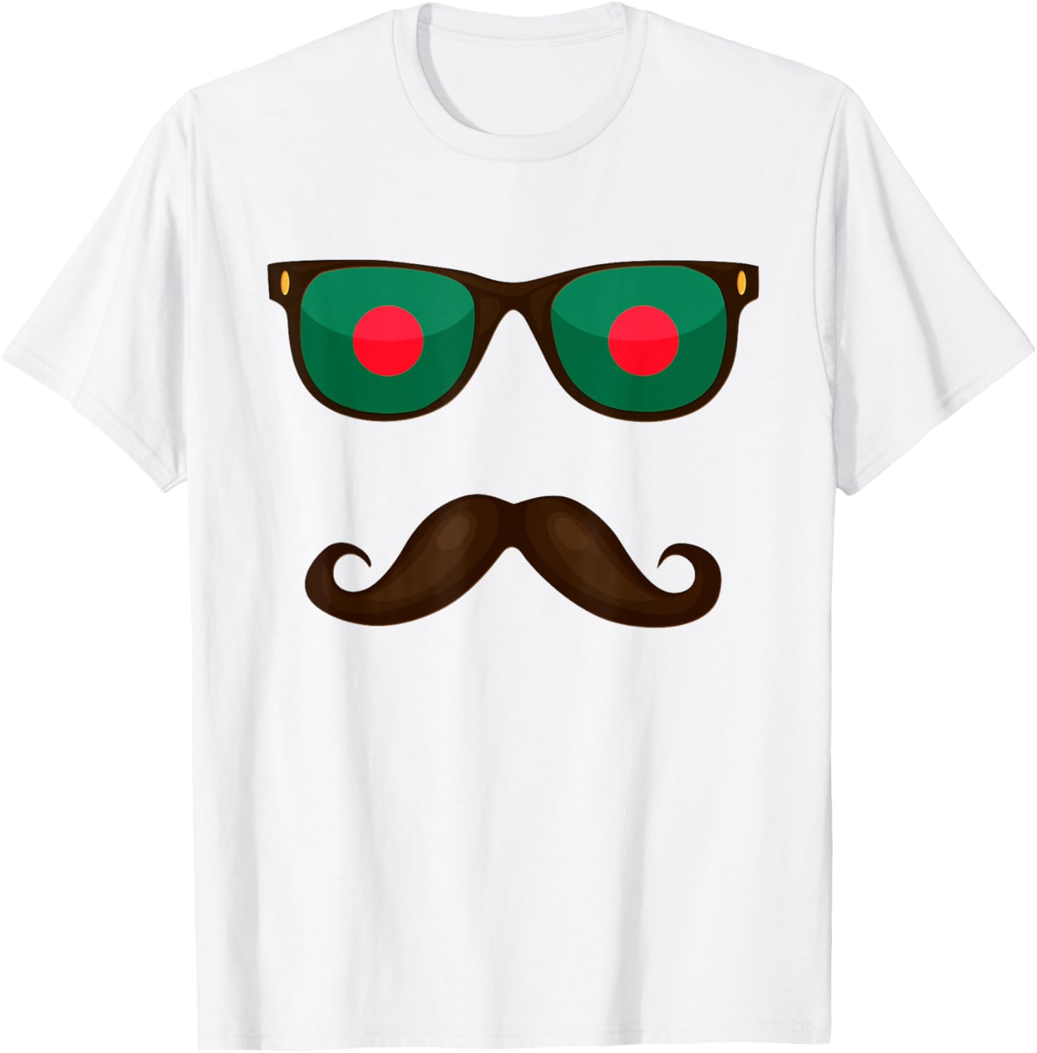 Bangladeshi Flag Sunglasses Moustache T shirt Great Gift Tee