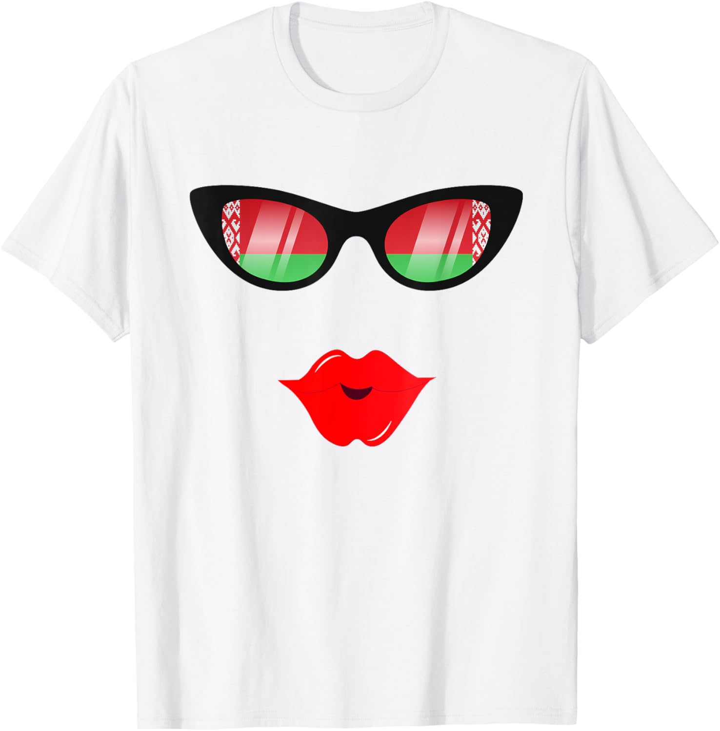 Belarusian Flag Sunglasses Lips T shirt Belarus Shirt