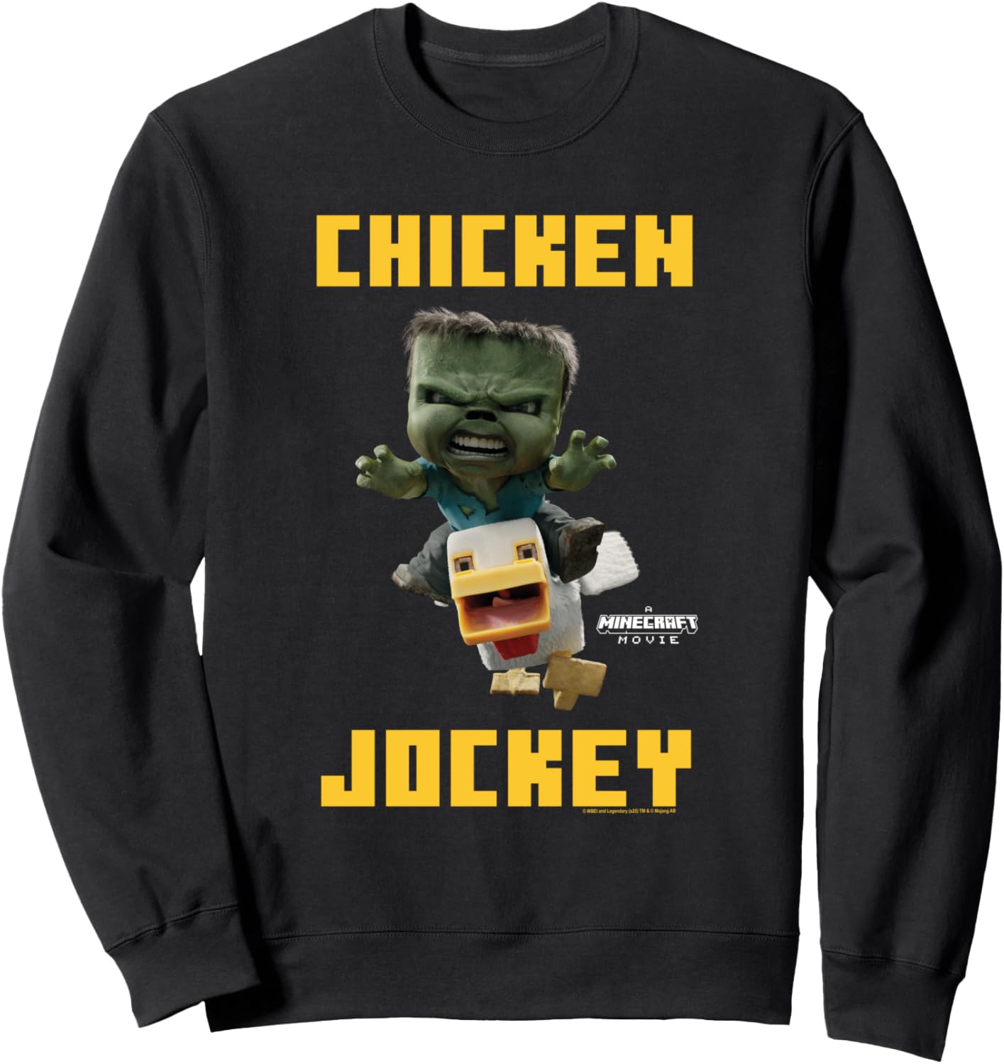 A Minecraft Movie Chicken Jockey Baby Zombie Logo Sweatshirt