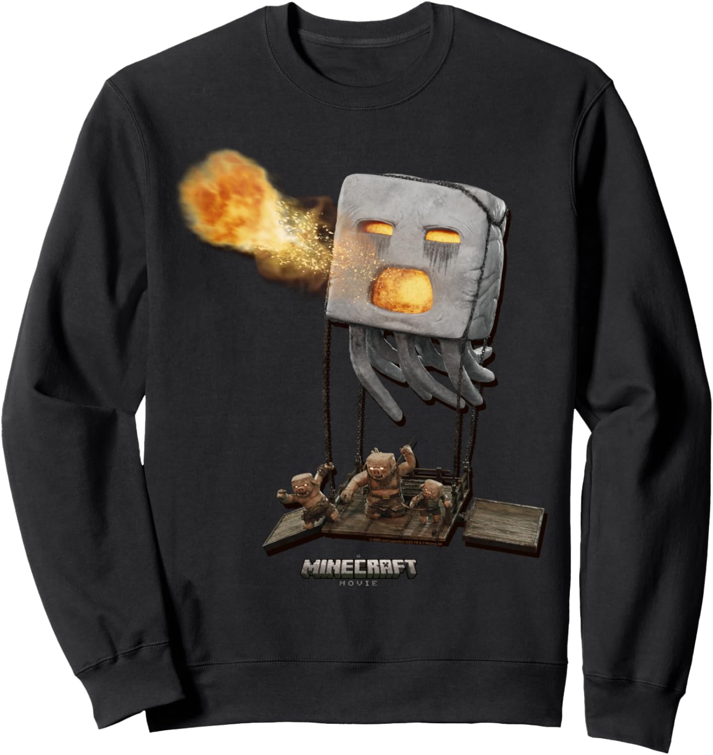 A Minecraft Movie Piglins & Ghast Attacking Sweatshirt