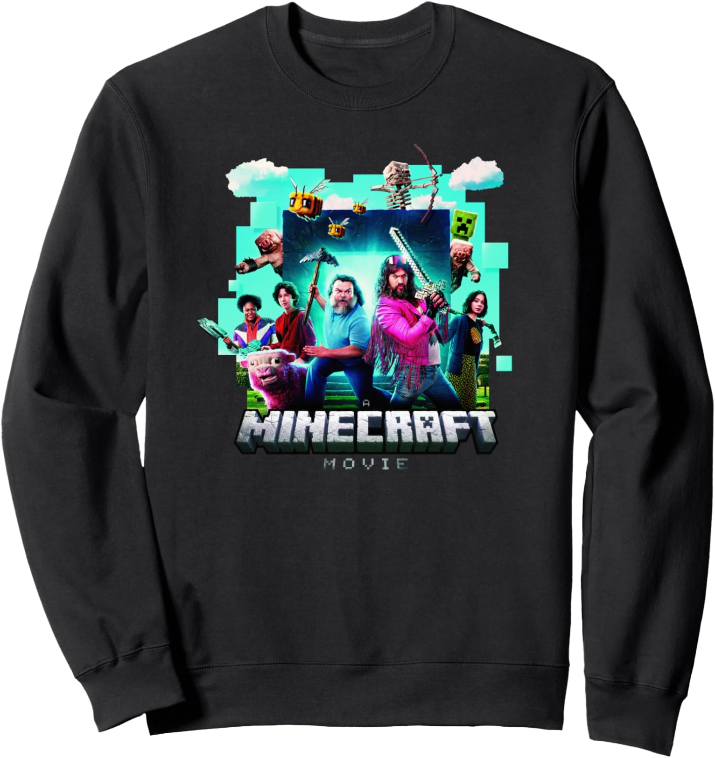 A Minecraft Movie Adventure Gang Main Characters Group Shot Sweatshirt