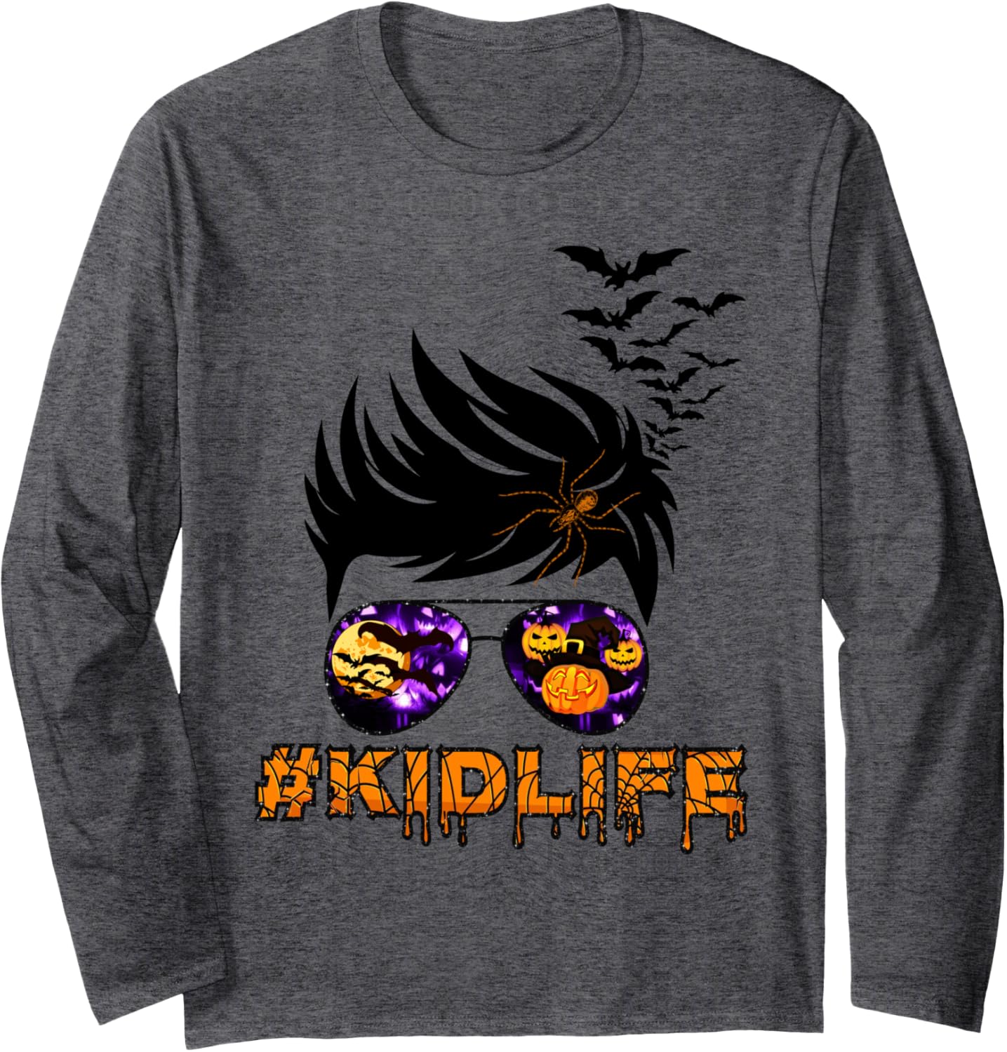 Bats Pumpkin Spider Boy Kid Life Halloween Matching Family Long Sleeve