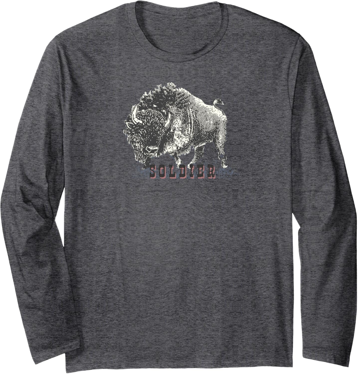 American Buffalo Soldier Charcoal & Red Long Sleeve