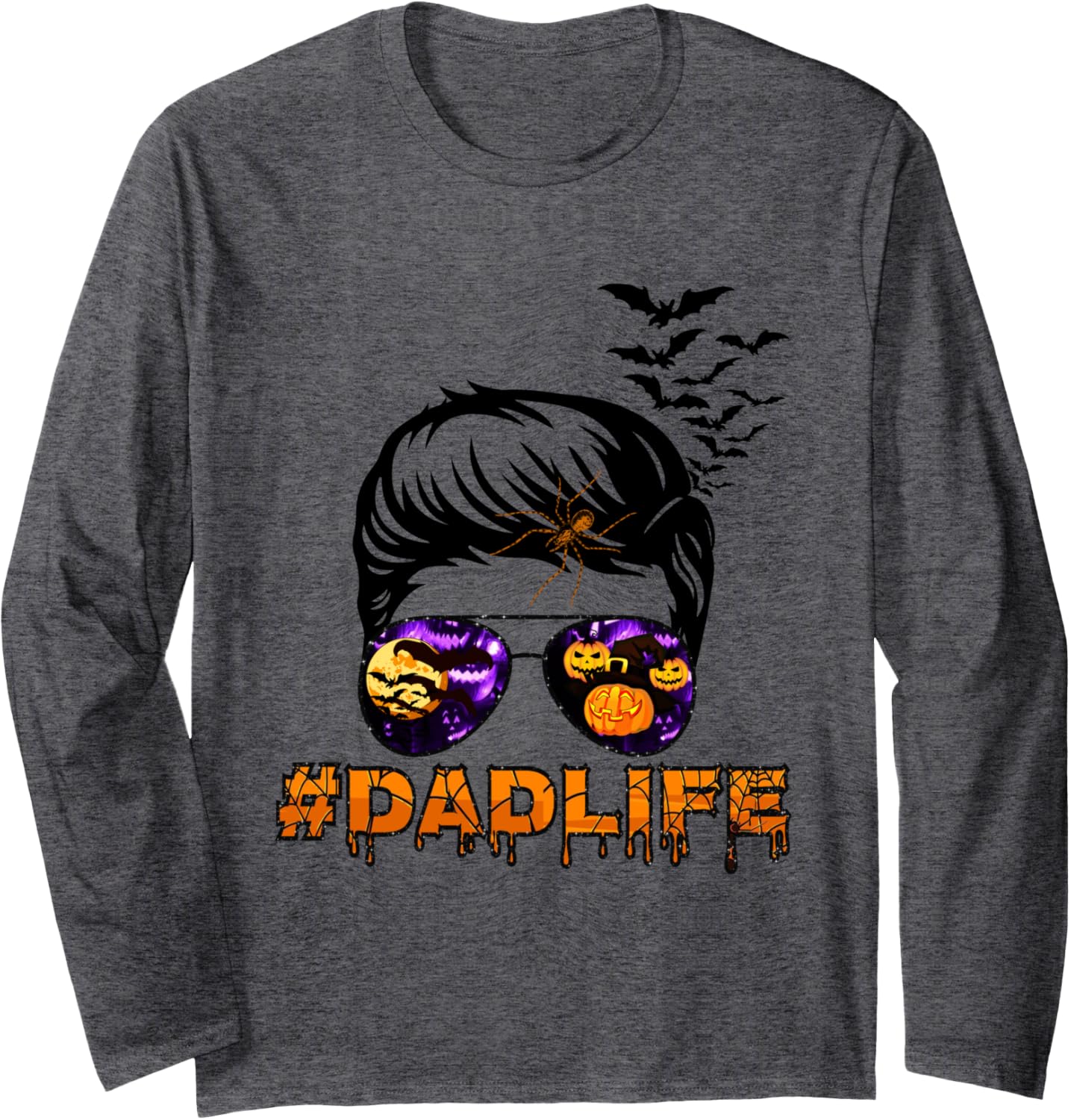 Bats Pumpkin Spider Skull Dad Life Halloween Matching Family Long Sleeve