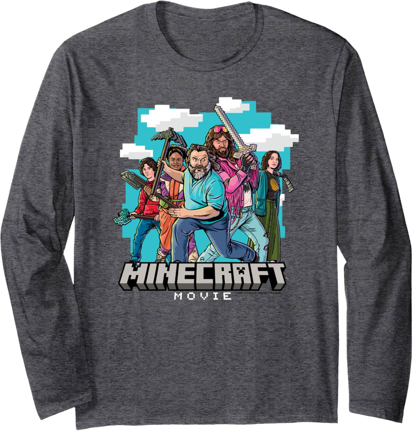 A Minecraft Movie Main Characters Ready To Fight Long Sleeve