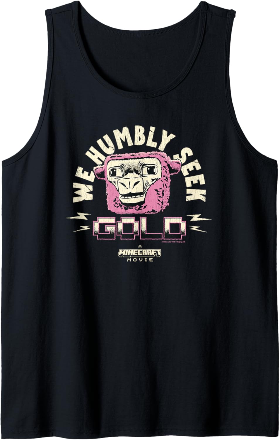 A Minecraft Movie We Humbly Seek Gold Funny Pink Sheep Tank Top