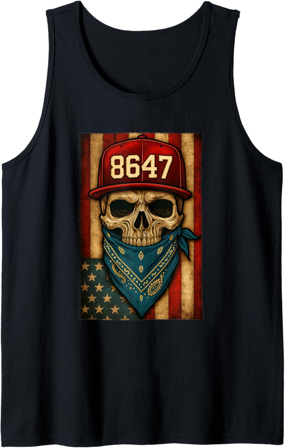Anti MAGA Statement Art | 8647 Skull Protest | #Resist Tank Top