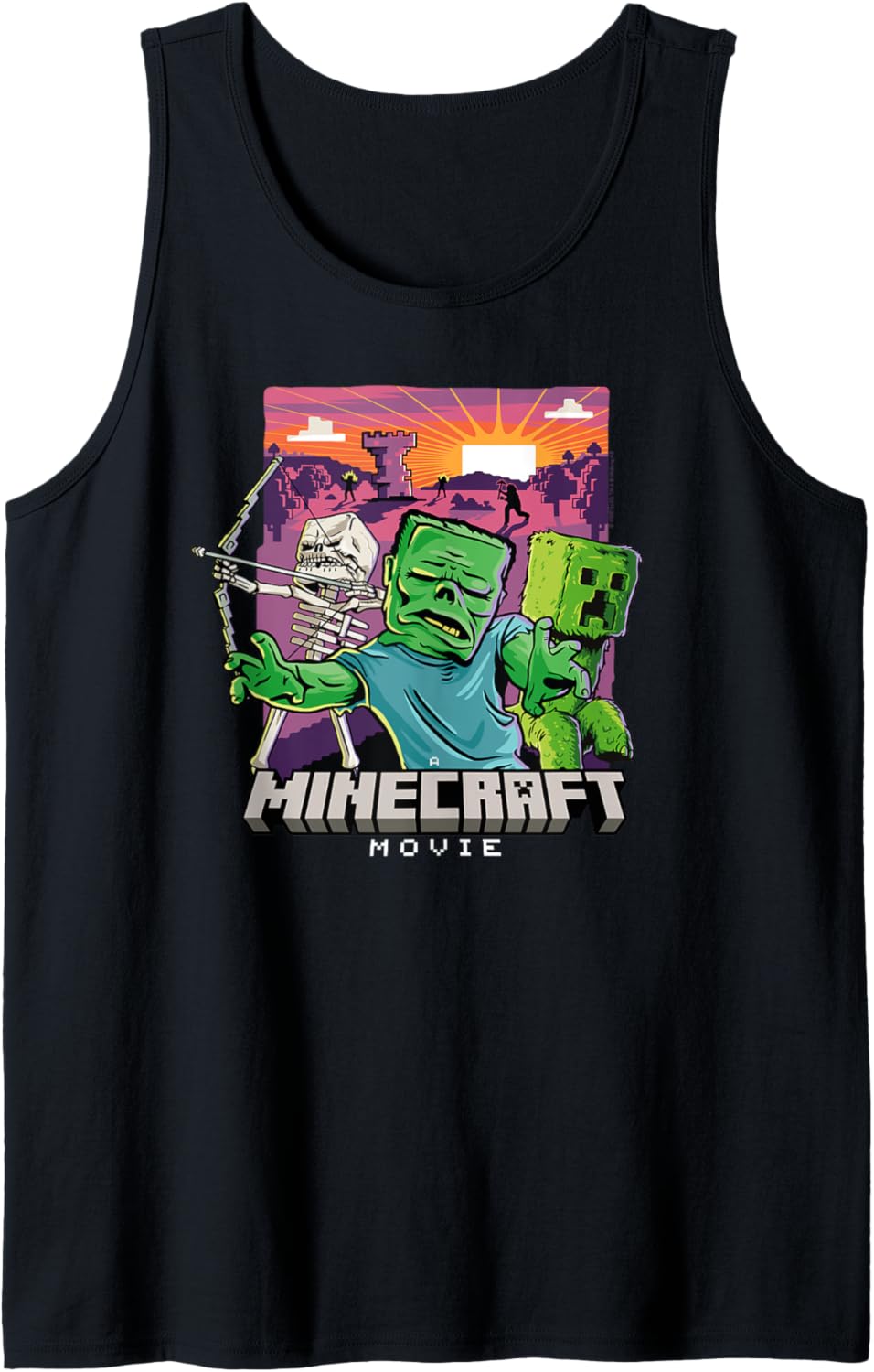A Minecraft Movie Skeleton Zombie & Creeper Cartoon Style Tank Top