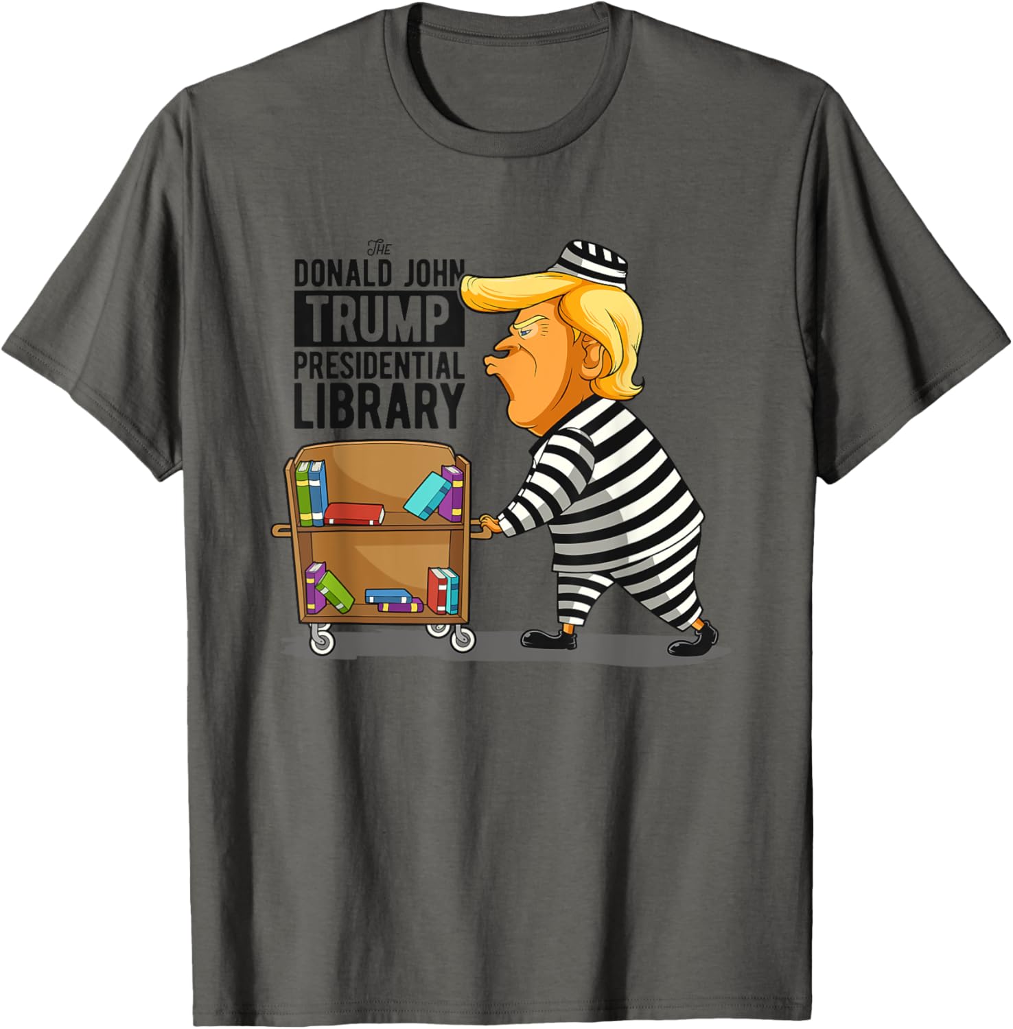 Anti Trump Library Funny Grey T Shirt: Classic Fit, Crew Neck, Short Sleeve   Impeach Trump Apparel