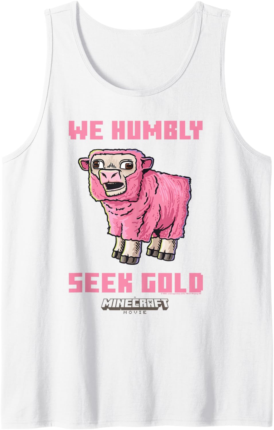 A Minecraft Movie We Humbly Seek Gold Pink Sheep Tank Top