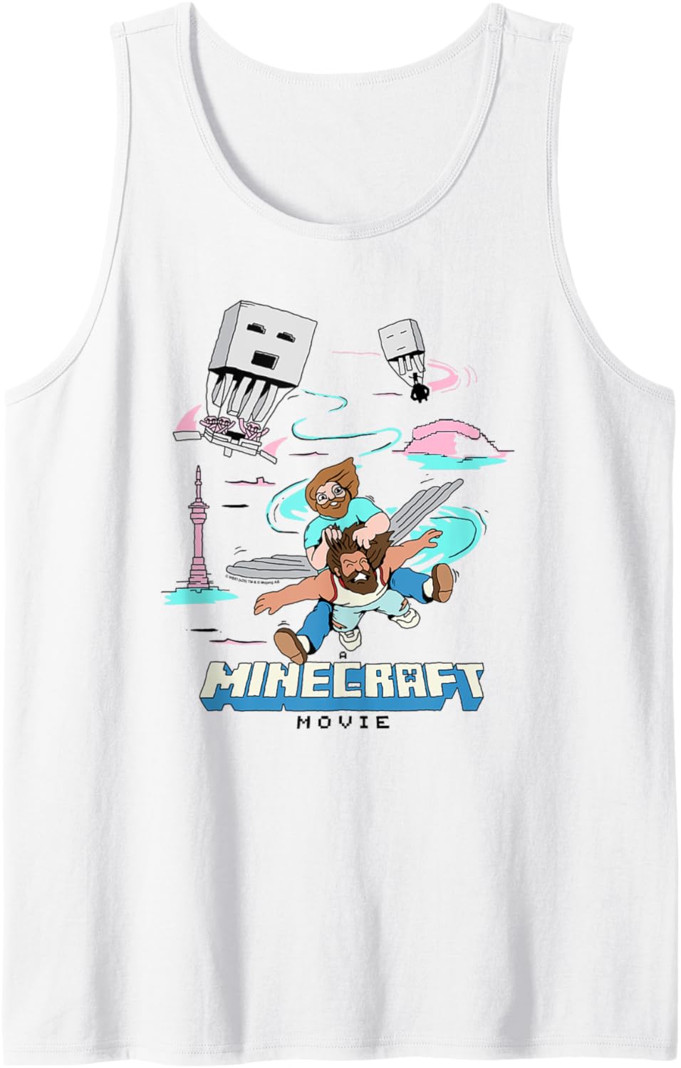 A Minecraft Movie Steve And Garret Escape Using Elytras Tank Top