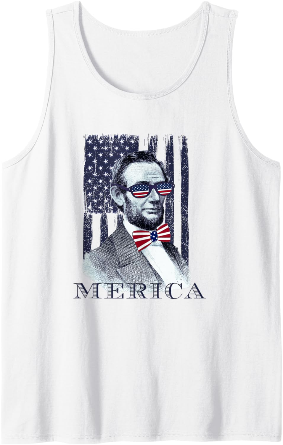 Abraham Lincoln USA Flag Shades Patriotic Graphic Anti Maga Tank Top