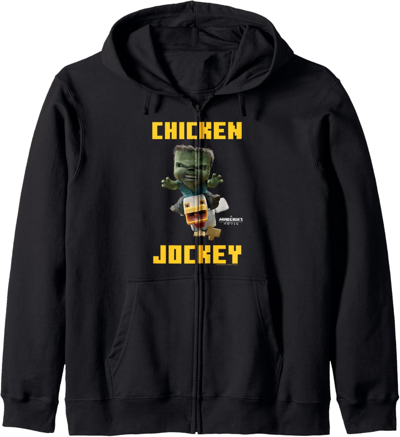 A Minecraft Movie Chicken Jockey Baby Zombie Logo Zip Hoodie