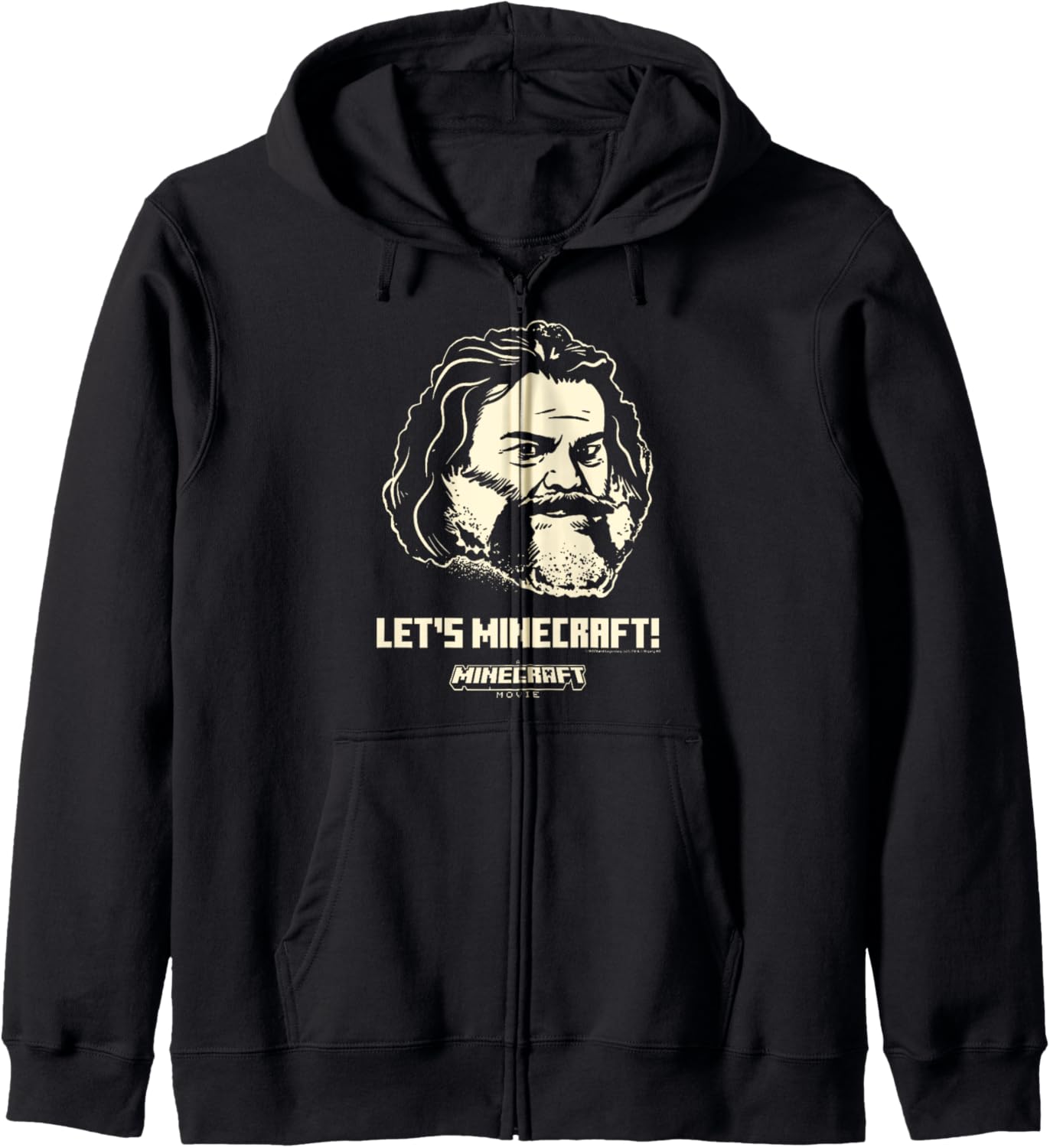 A Minecraft Movie Let's Minecraft! Steve Face Outline Zip Hoodie