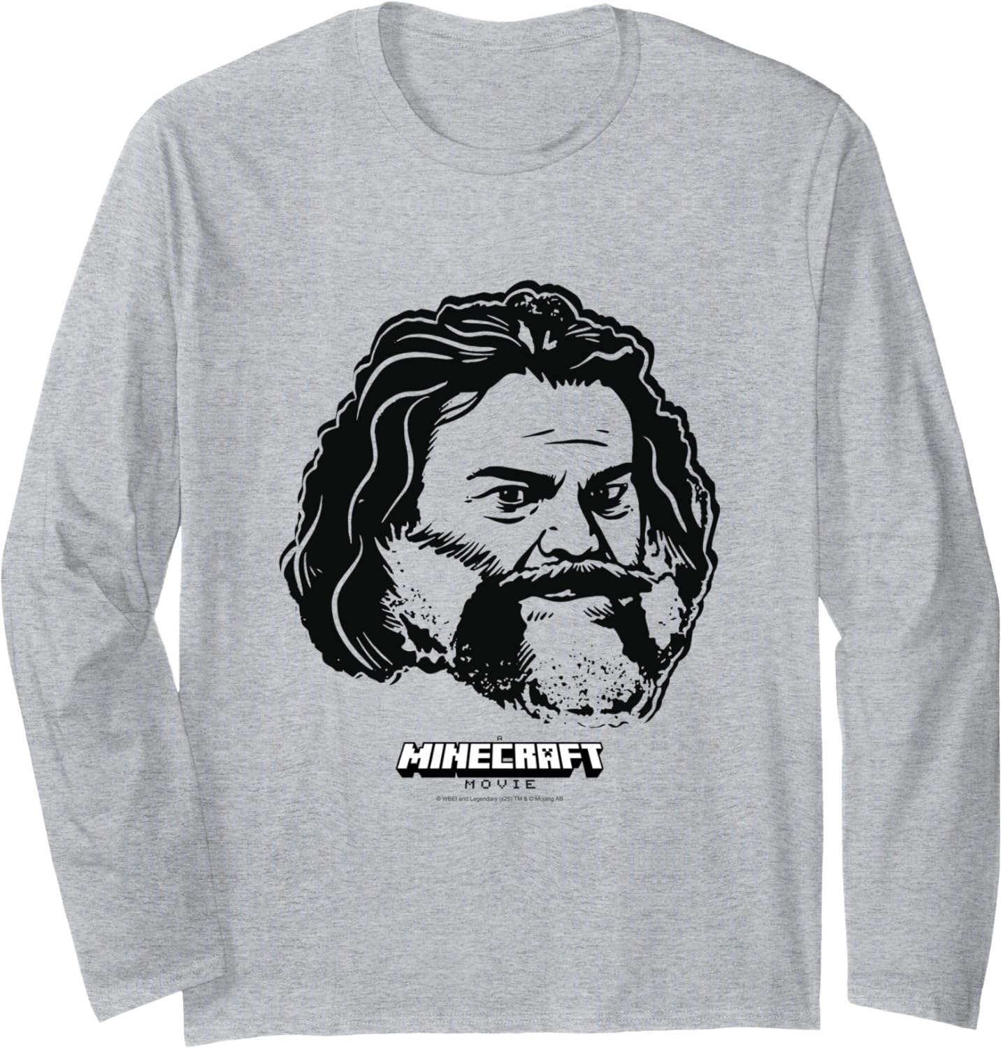 A Minecraft Movie Steve Big Face Face Outline Logo Long Sleeve