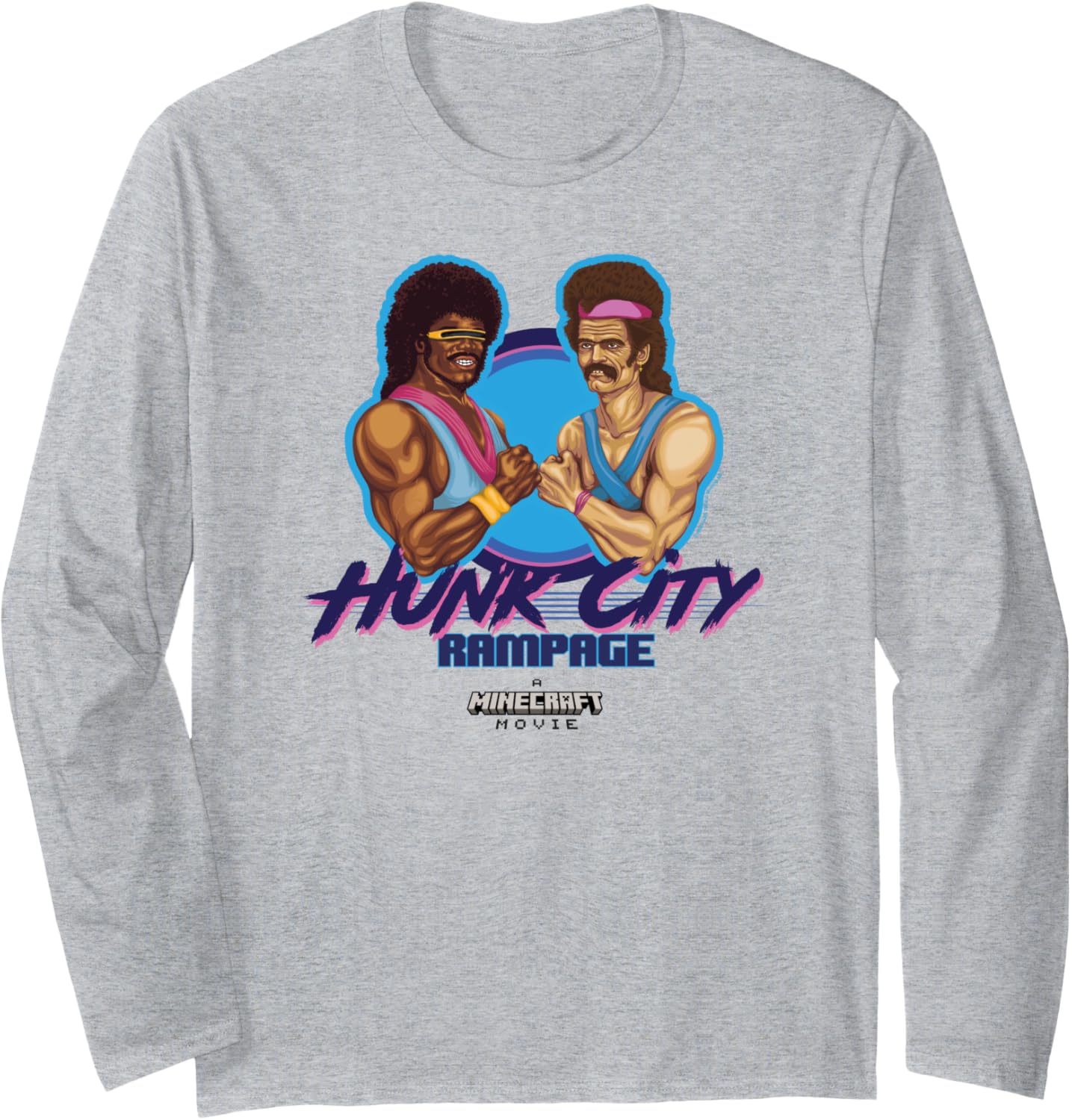 A Minecraft Movie Hunk City Rampage Powerful 90's Logo Long Sleeve