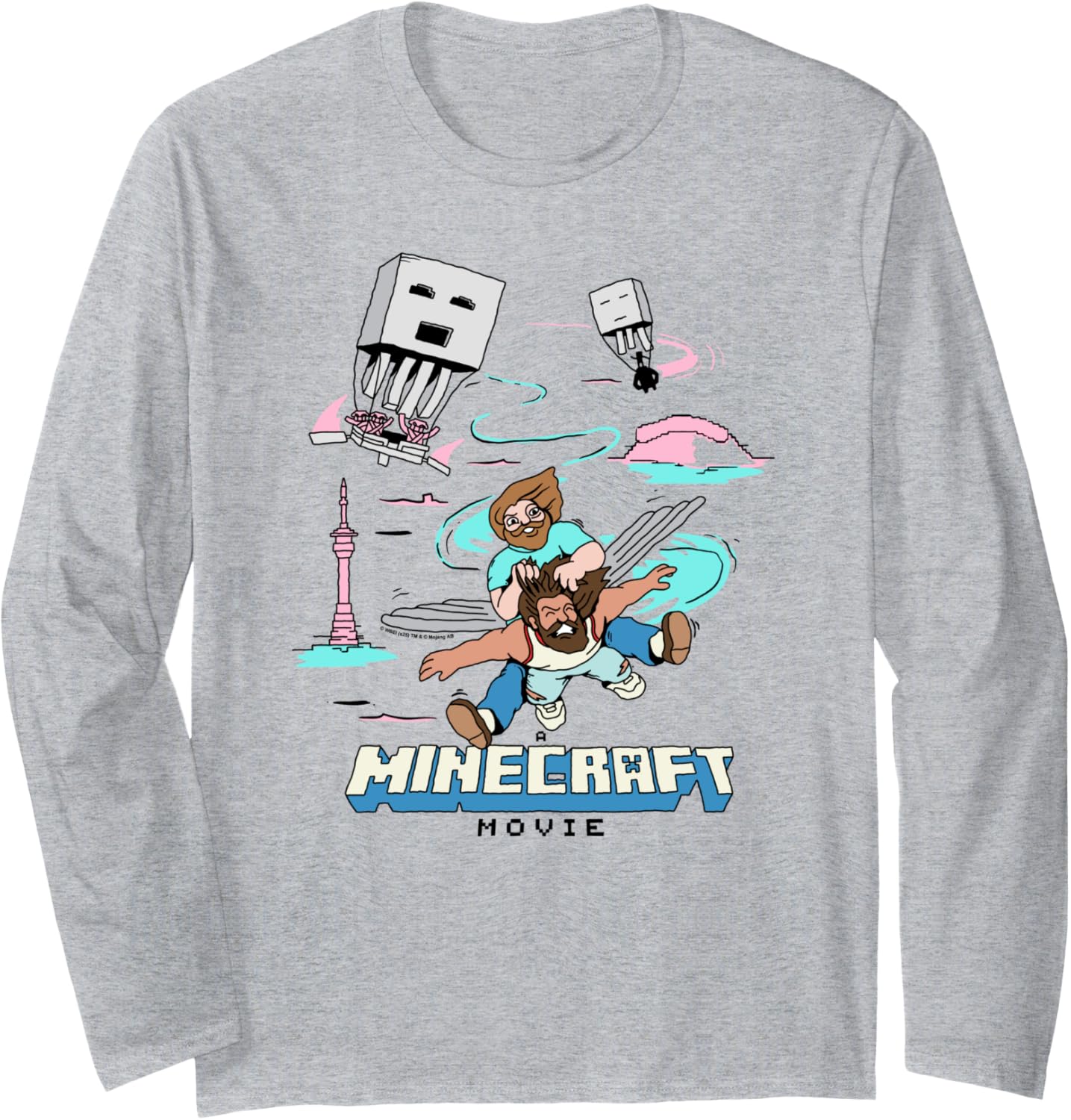 A Minecraft Movie Steve And Garret Escape Using Elytras Long Sleeve